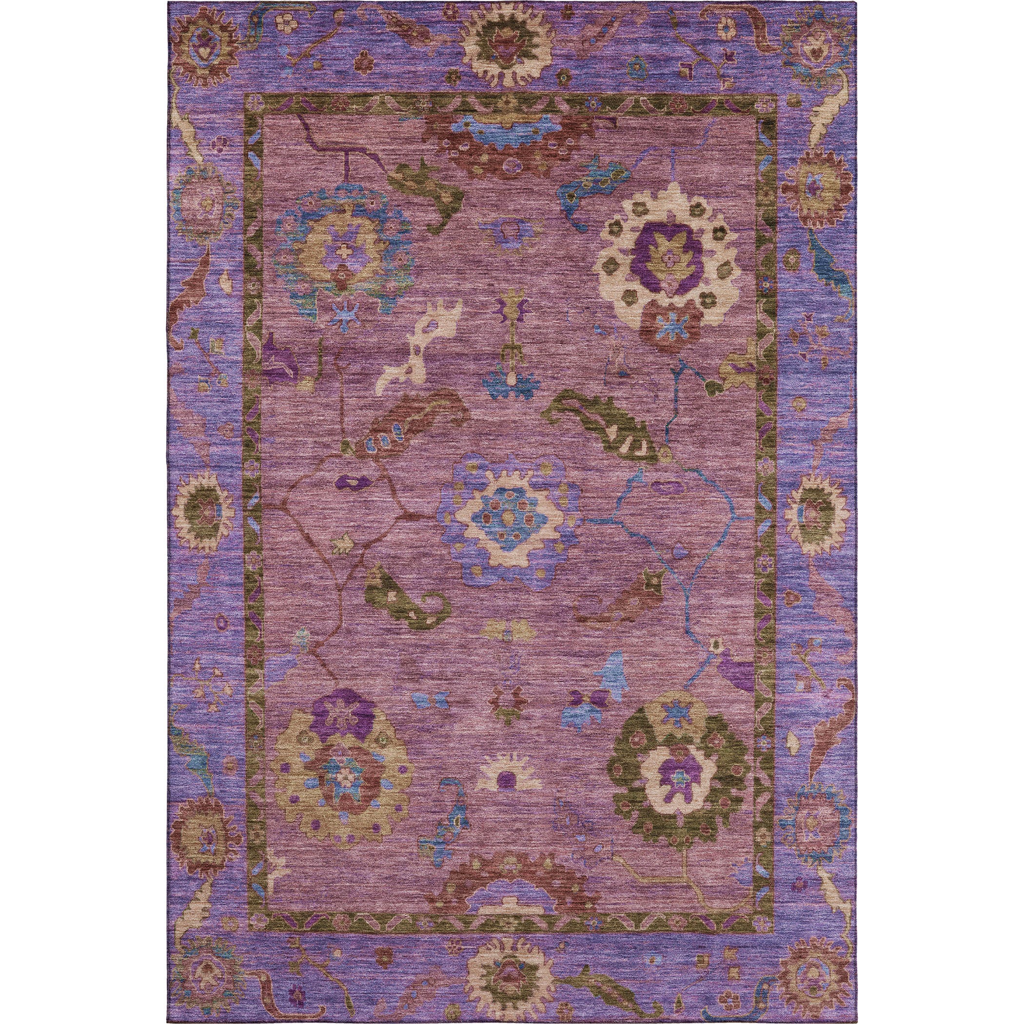 Kathmandu Machine Washable Traditional Pink Rug 2'6" x 3'10" #shape_Rectangle