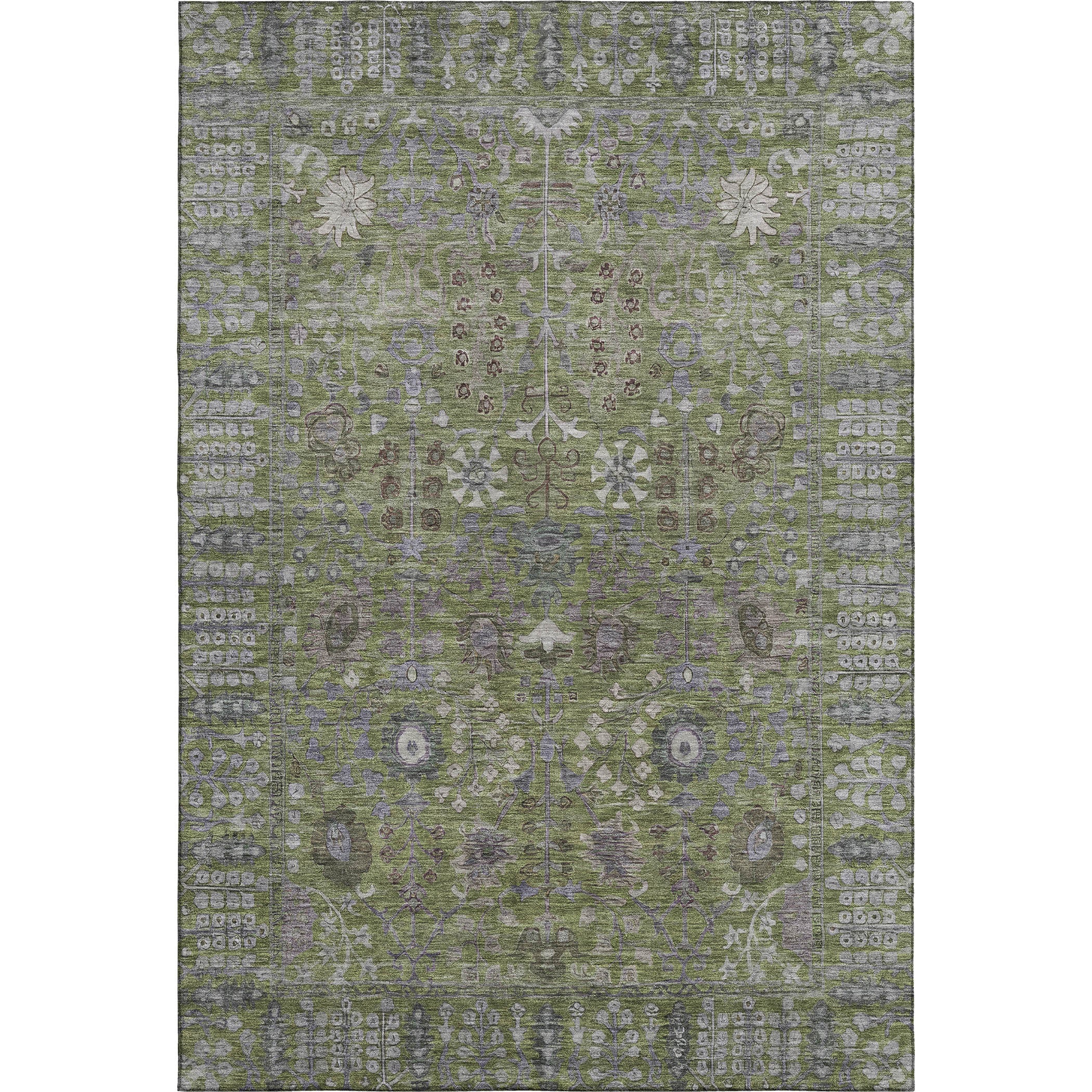 Montevideo Machine Washable Traditional Aloe Green Rug 2'6" x 3'10" #shape_Rectangle