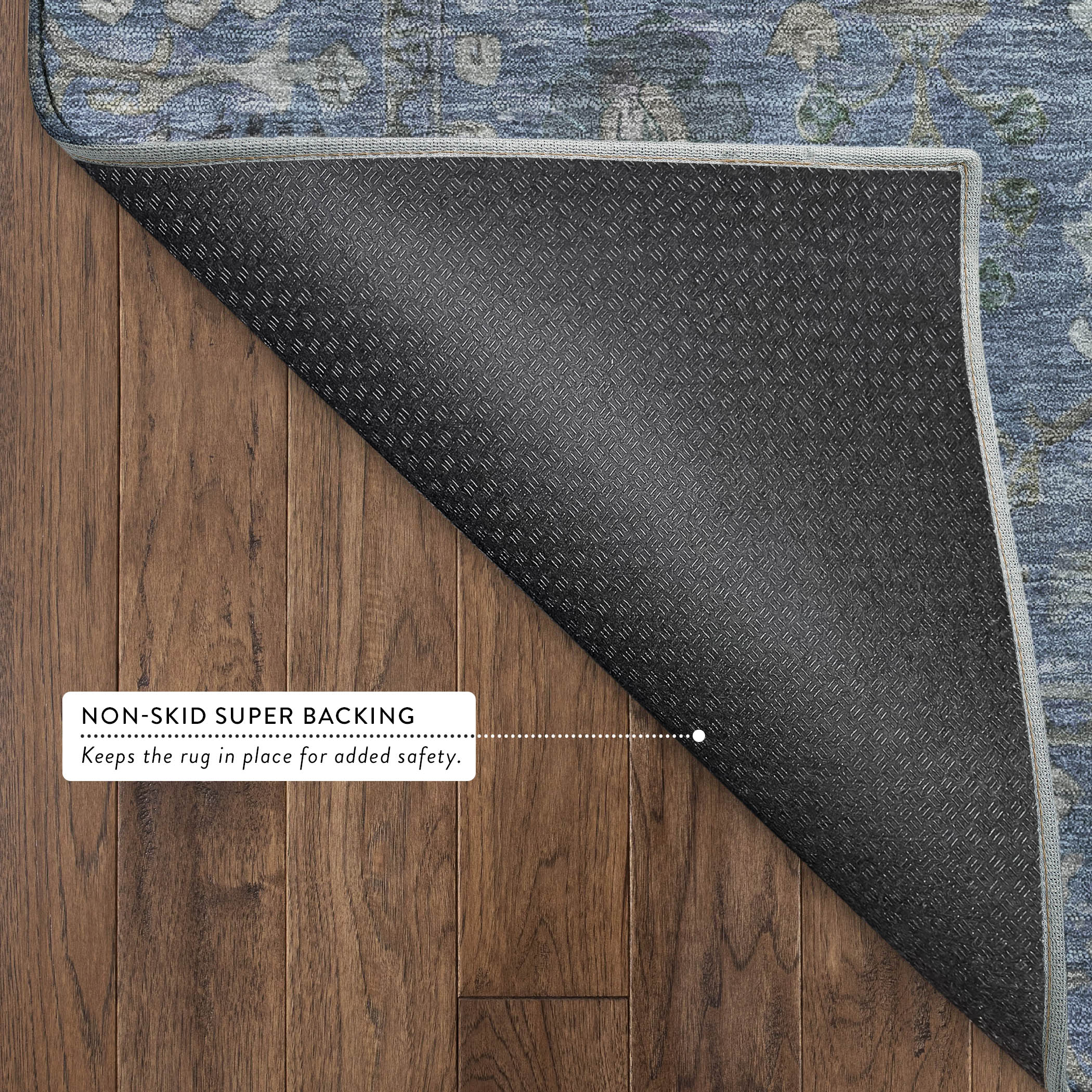 Montevideo Machine Washable Traditional Blue Rug 1'8" x 2'6" #shape_Rectangle