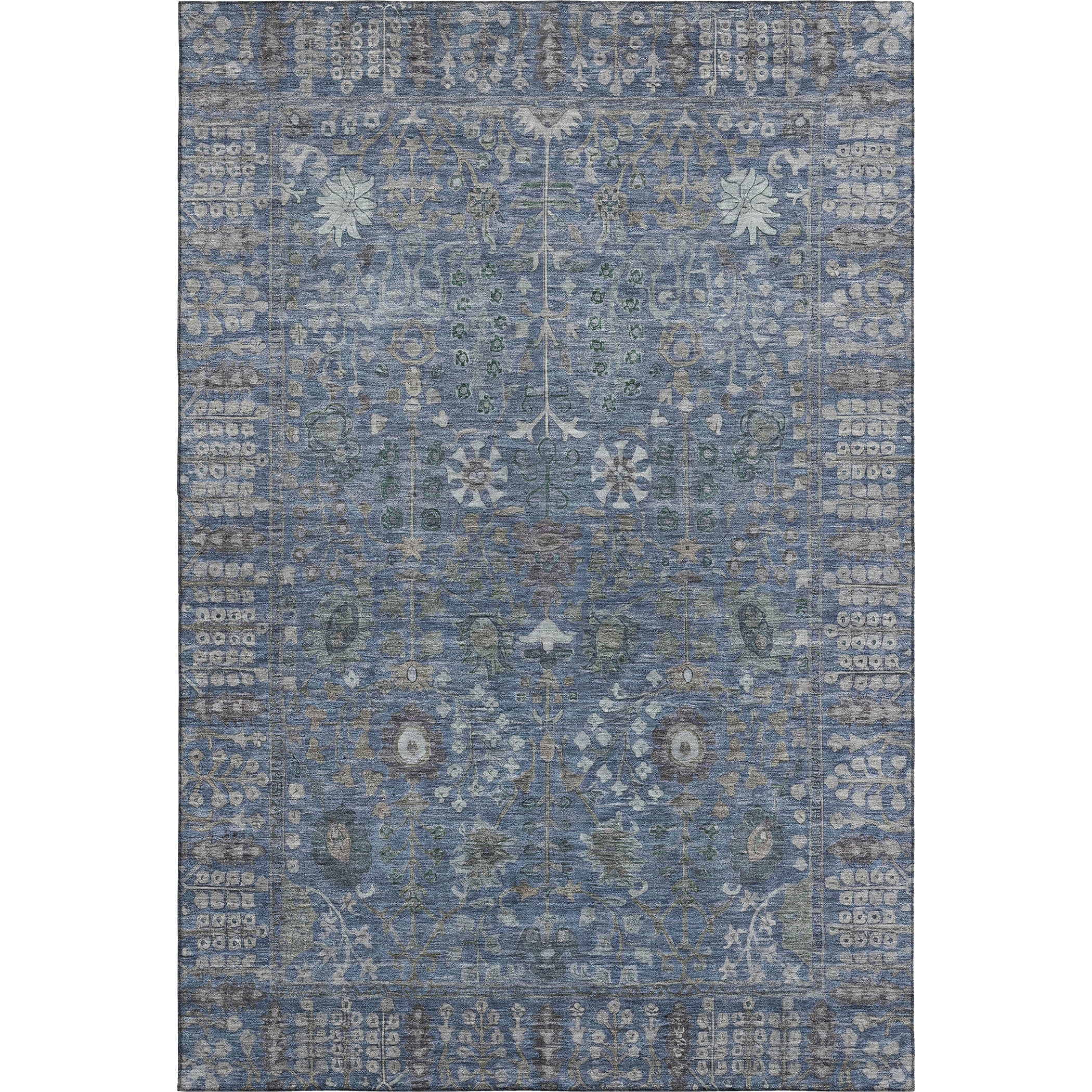 Montevideo Machine Washable Traditional Blue Rug 2'6" x 3'10" #shape_Rectangle