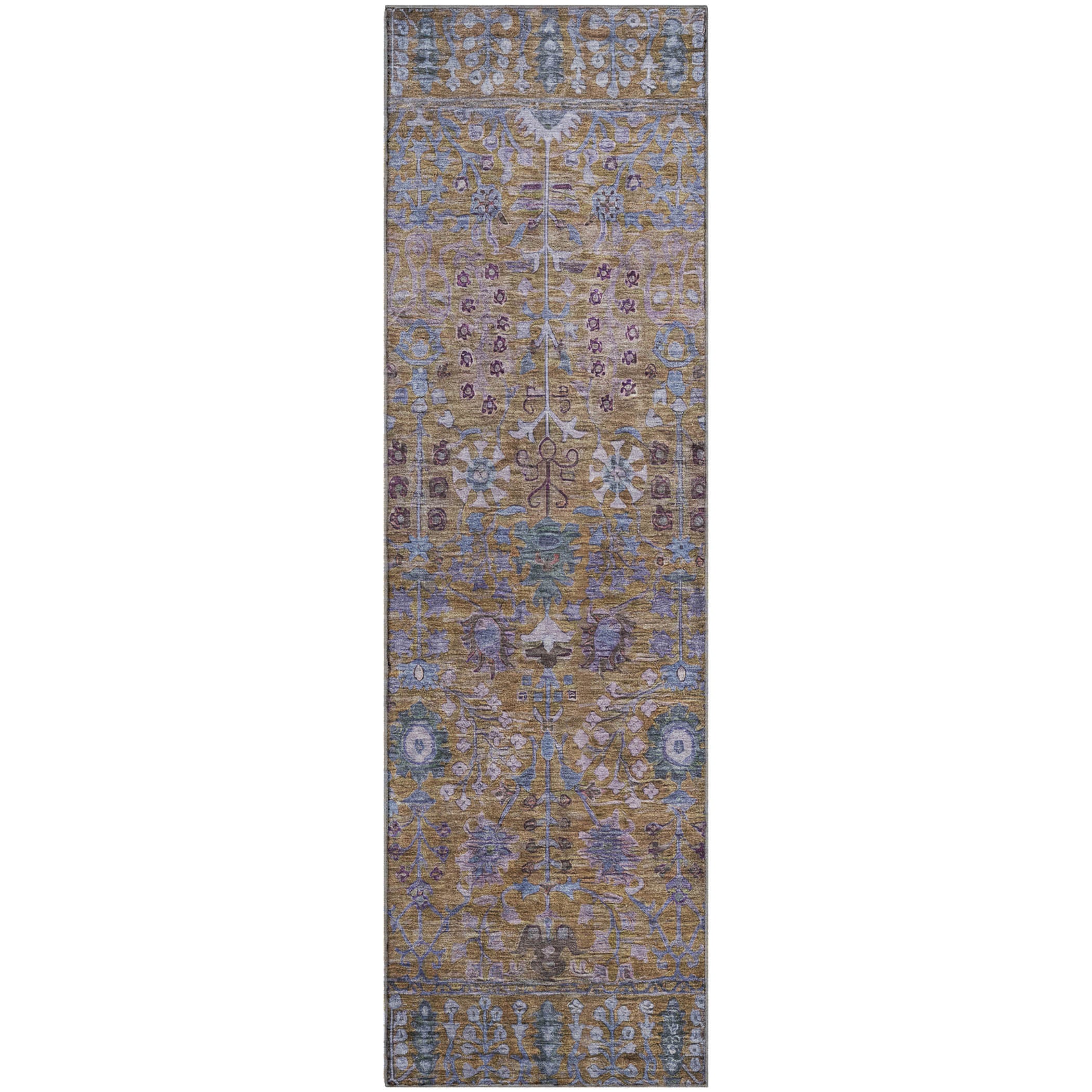 Montevideo Machine Washable Traditional Brown Rug 2'3" x 7'6" #shape_Runner