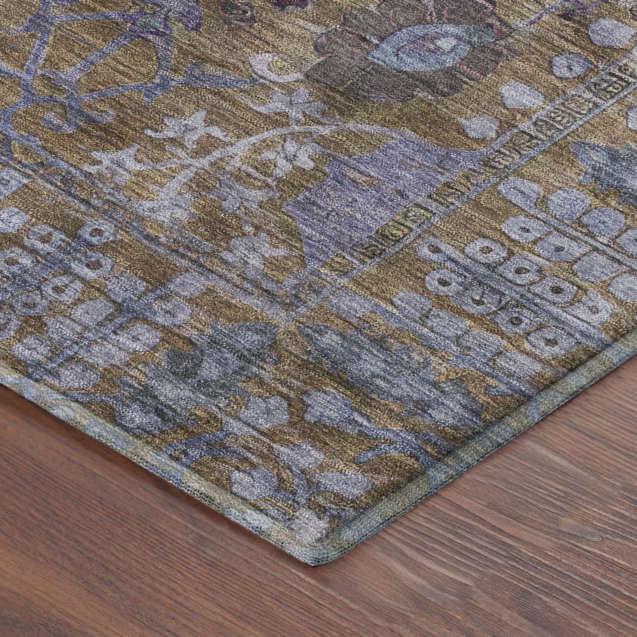 Montevideo Machine Washable Traditional Brown Rug 1'8" x 2'6" #shape_Rectangle