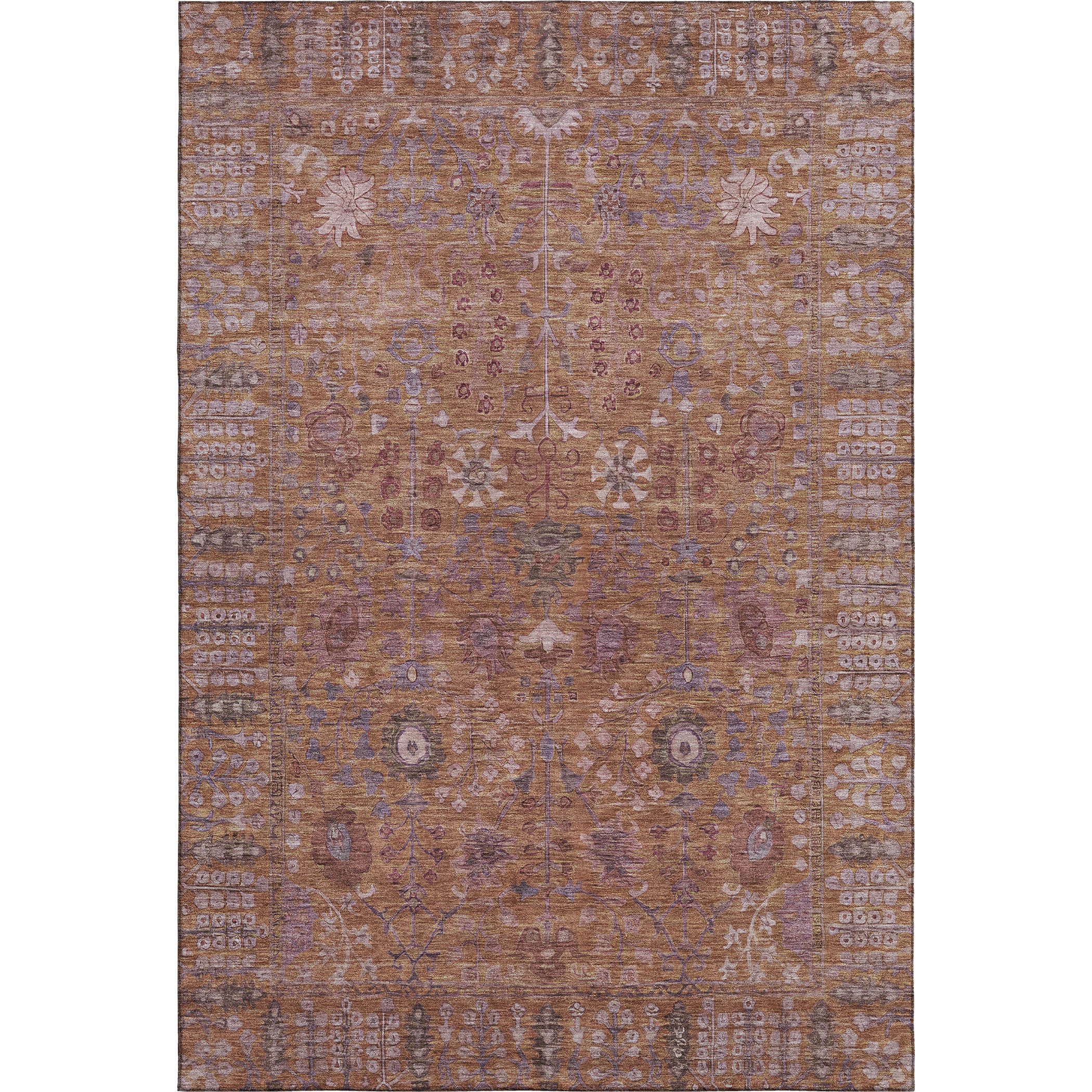 Montevideo Machine Washable Traditional Copper Orange Rug 2'6" x 3'10" #shape_Rectangle