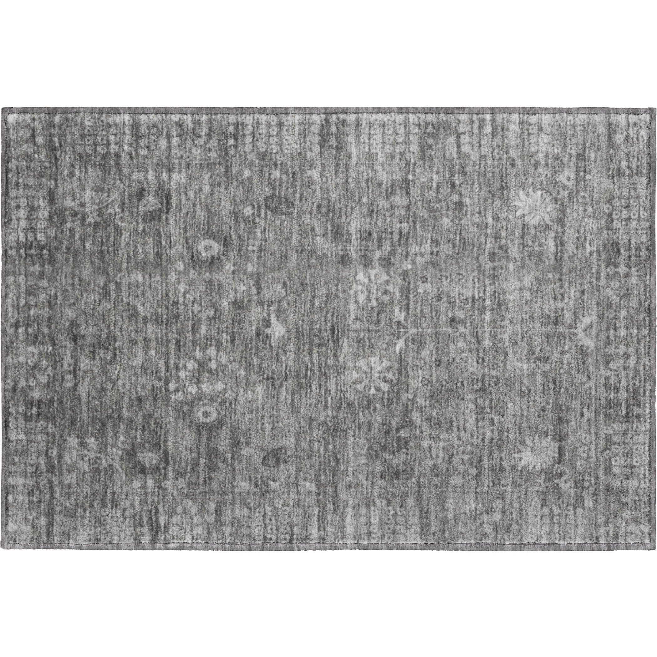 Montevideo Machine Washable Traditional Pewter Gray Rug 1'8" x 2'6" #shape_Rectangle