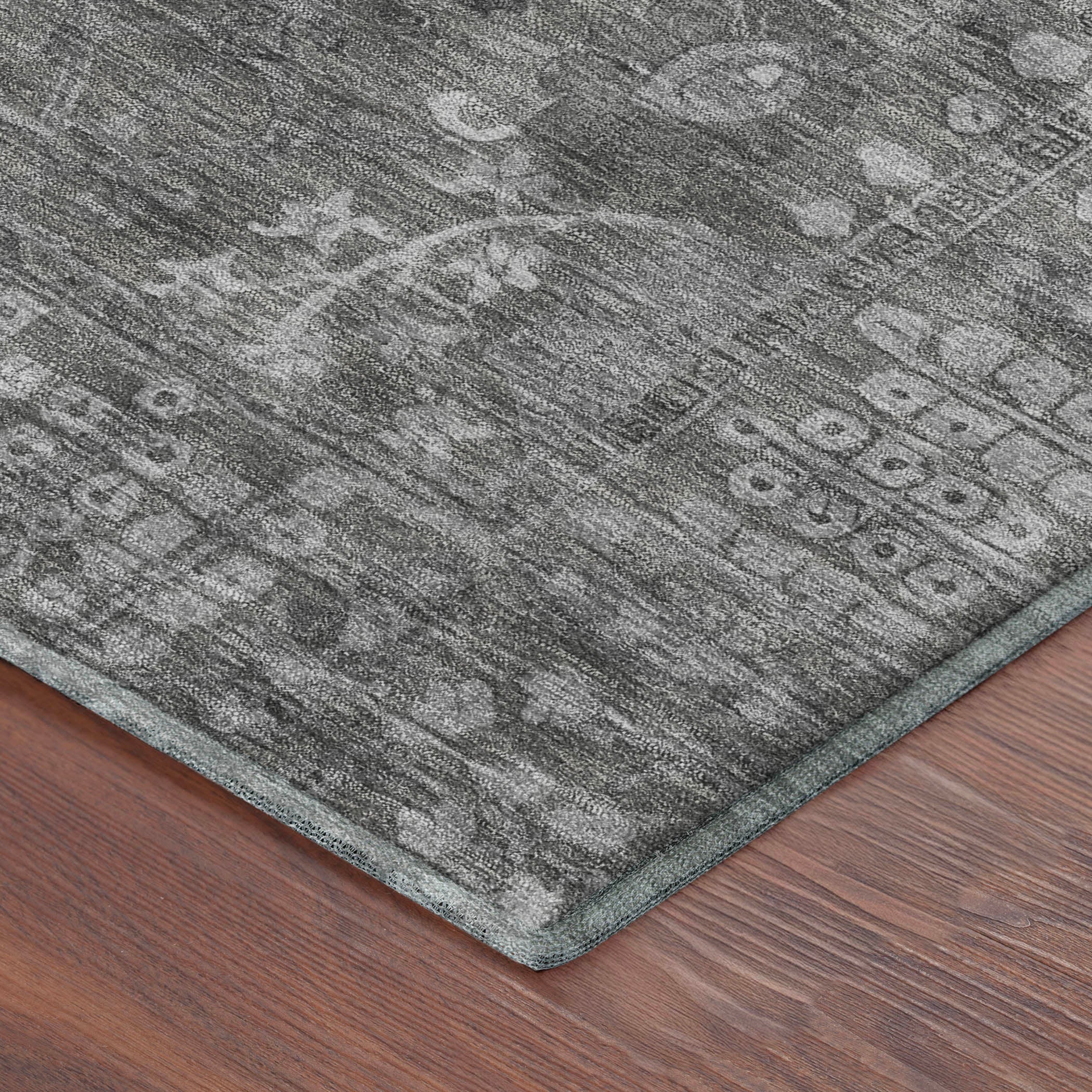 Montevideo Machine Washable Traditional Pewter Gray Rug 1'8" x 2'6" #shape_Rectangle