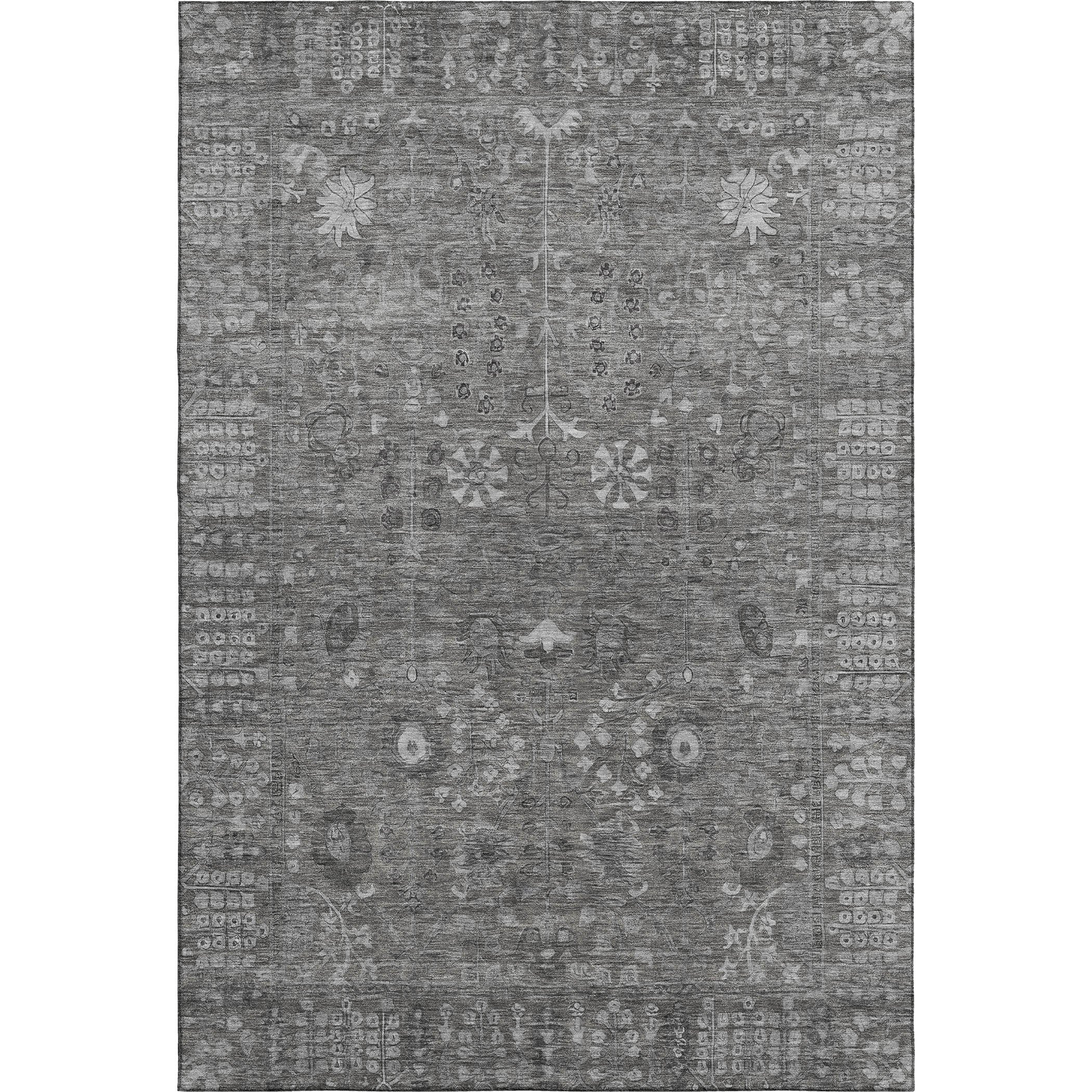 Montevideo Machine Washable Traditional Pewter Gray Rug 2'6" x 3'10" #shape_Rectangle