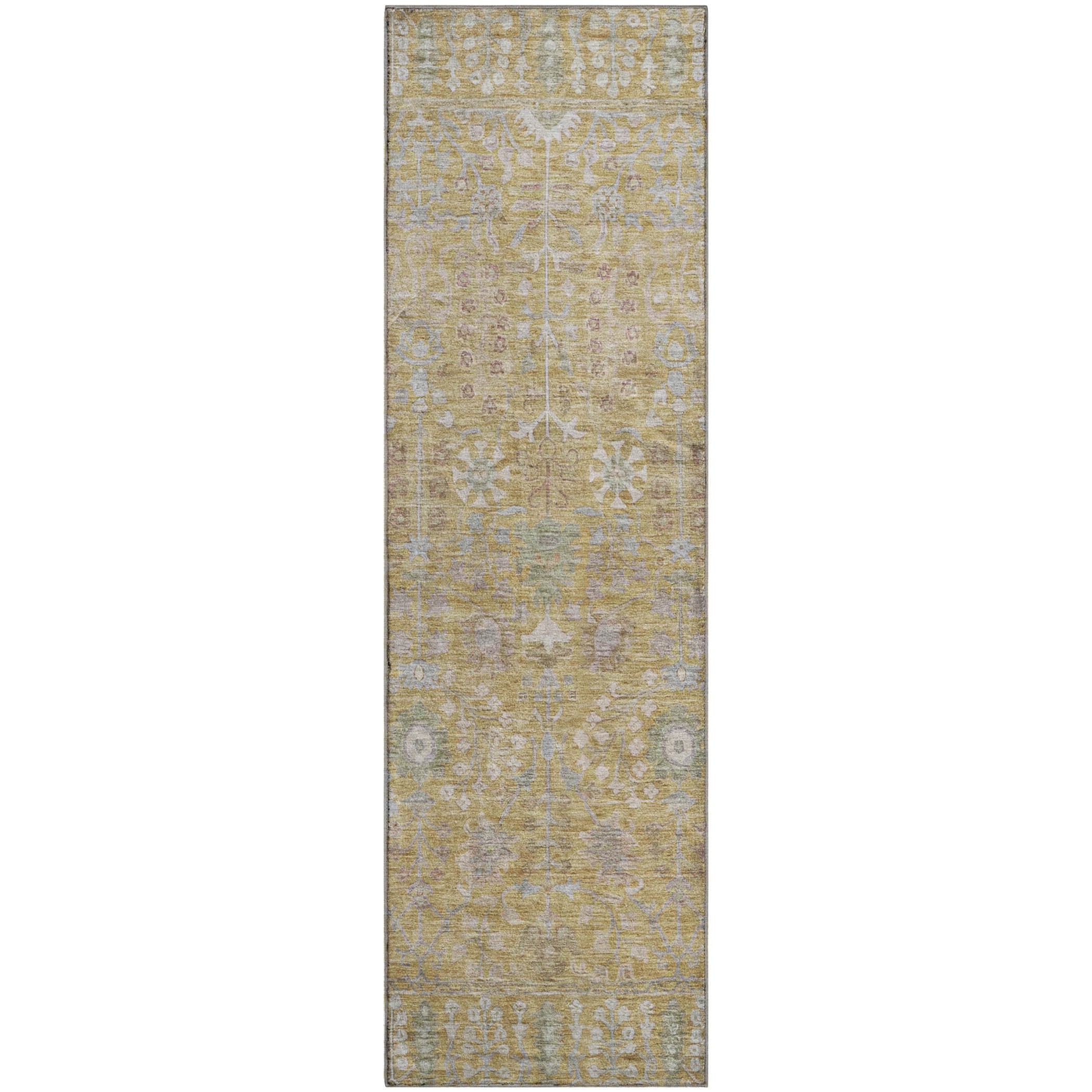 Montevideo Machine Washable Traditional Wheat Gold Rug 2'3" x 7'6" #shape_Runner