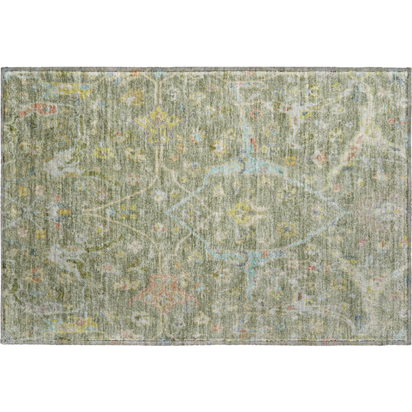Ghent Machine Washable Traditional Aloe Green Rug 1'8" x 2'6"