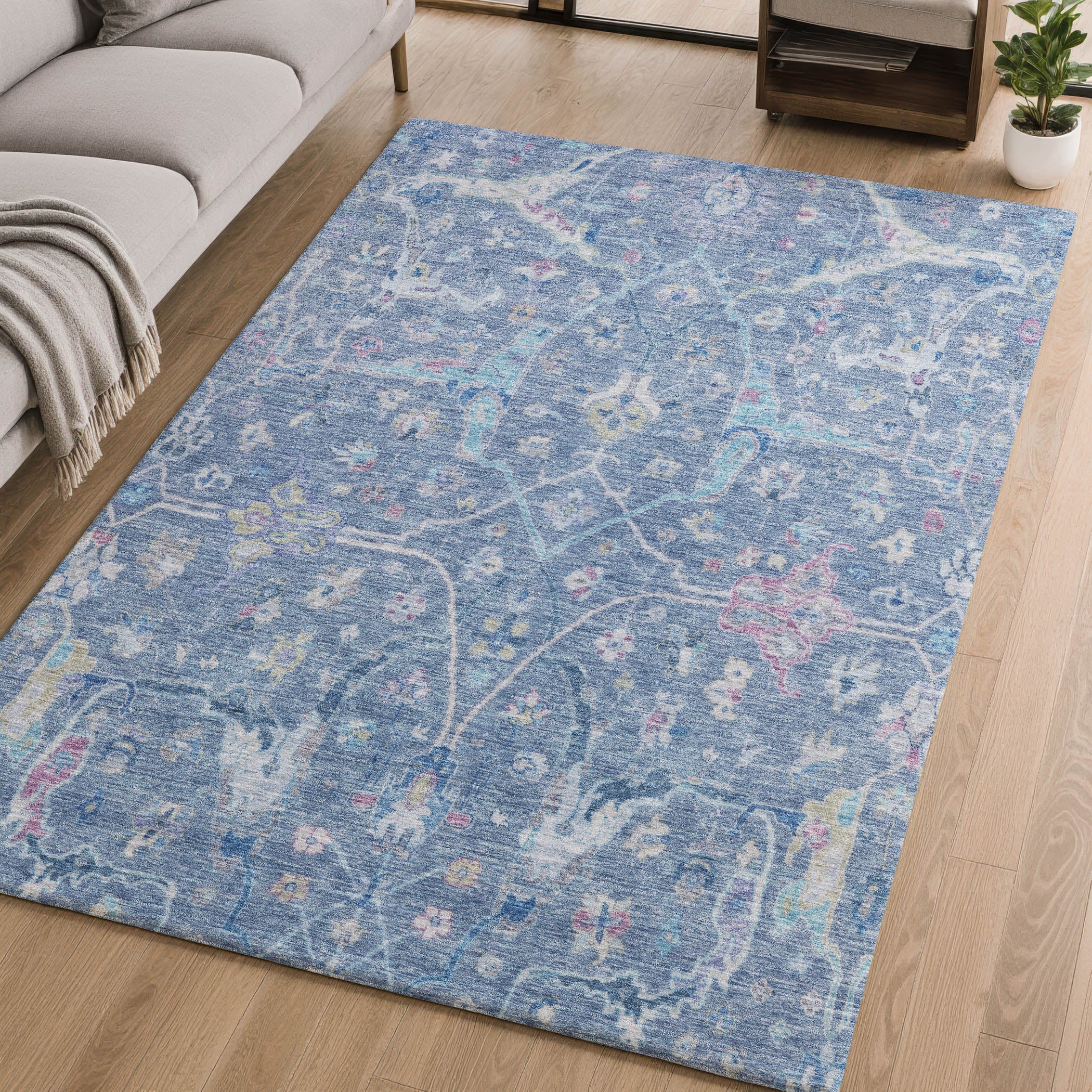 Ghent Machine Washable Traditional Blue Rug 2'6" x 3'10" #shape_Rectangle