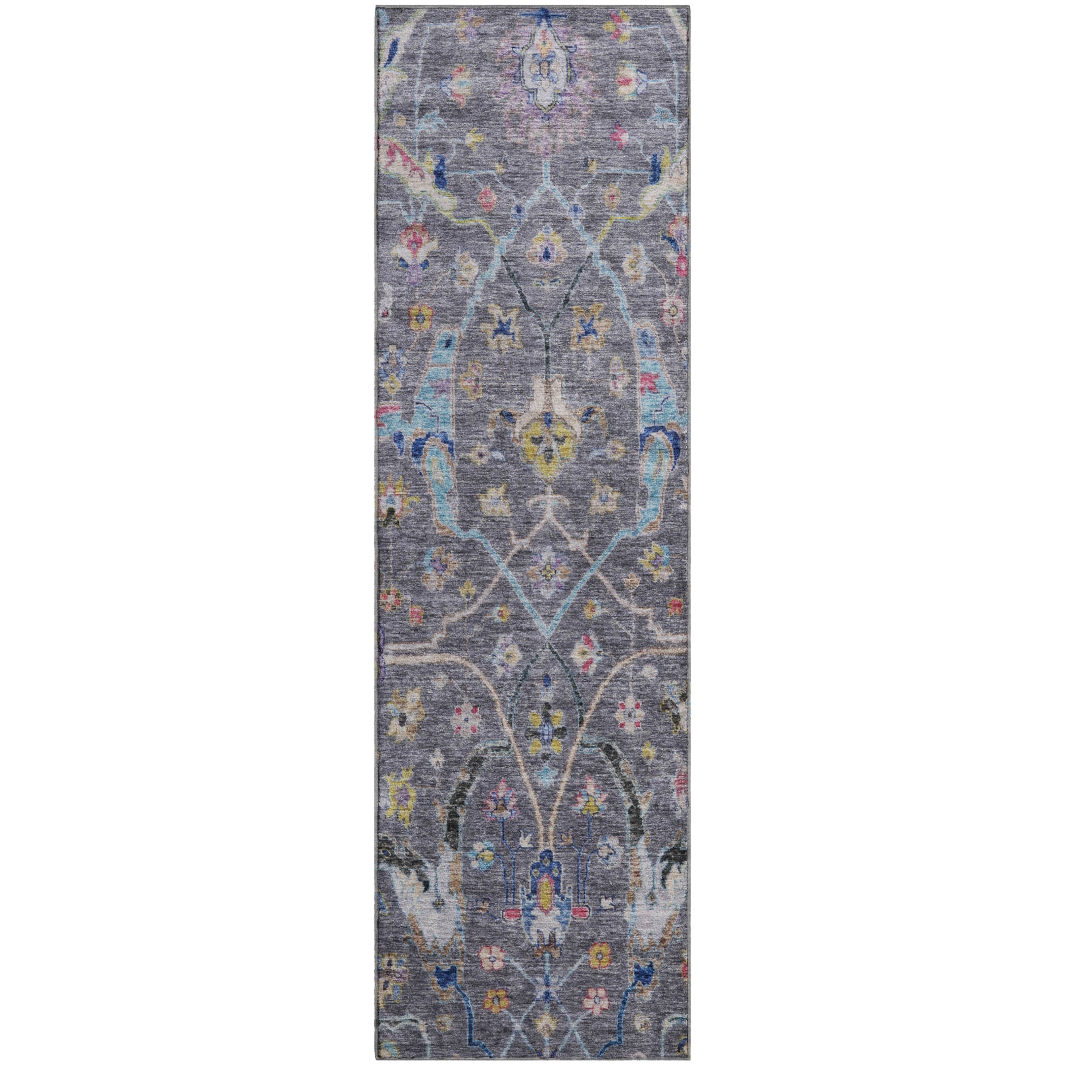 Ghent Machine Washable Traditional Gray Rug 2'3" x 7'6" #shape_Runner