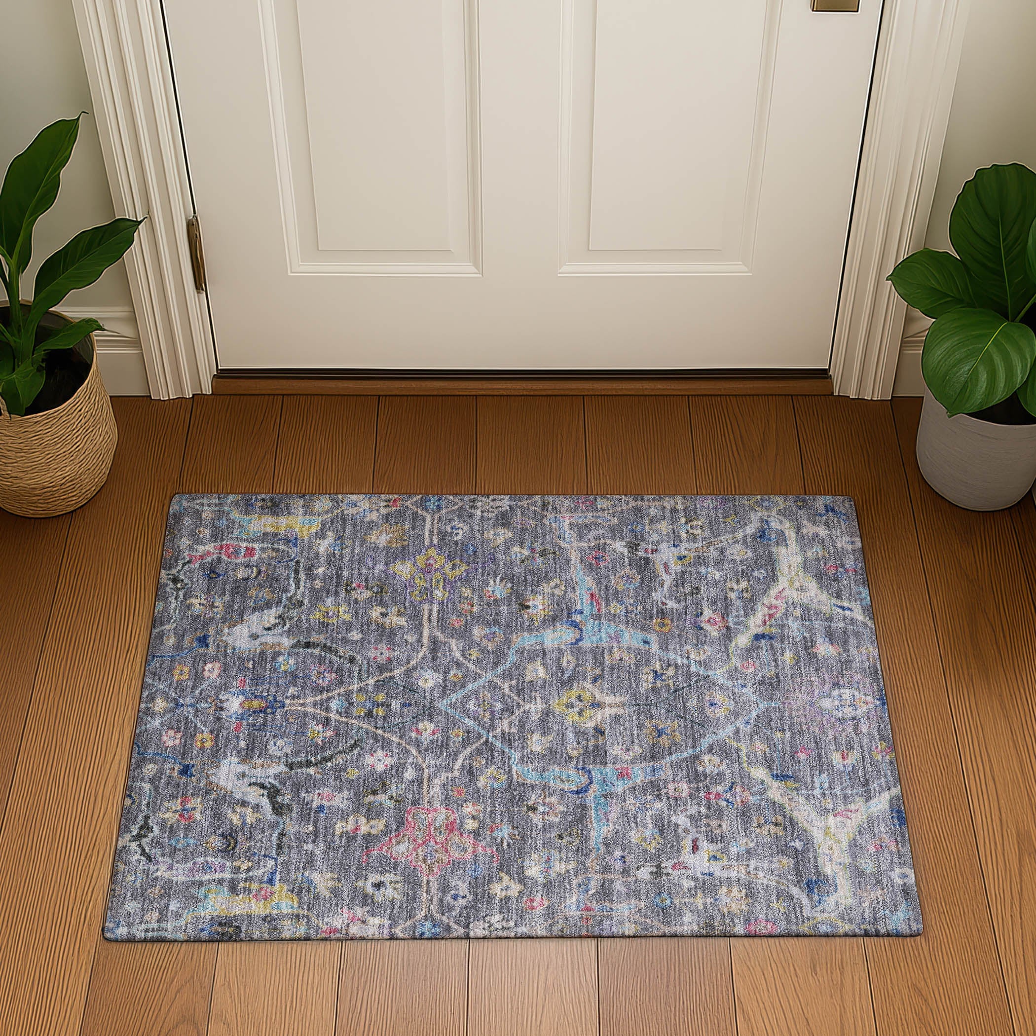 Ghent Machine Washable Traditional Gray Rug 1'8" x 2'6" #shape_Rectangle