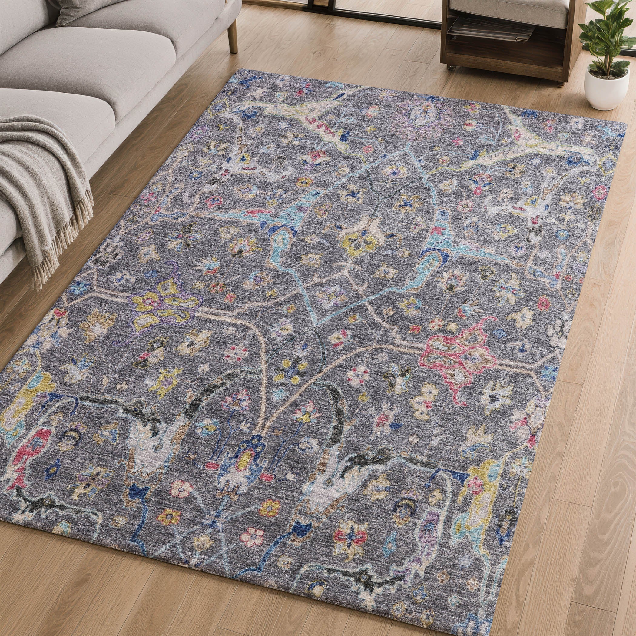 Ghent Machine Washable Traditional Gray Rug 2'6" x 3'10" #shape_Rectangle