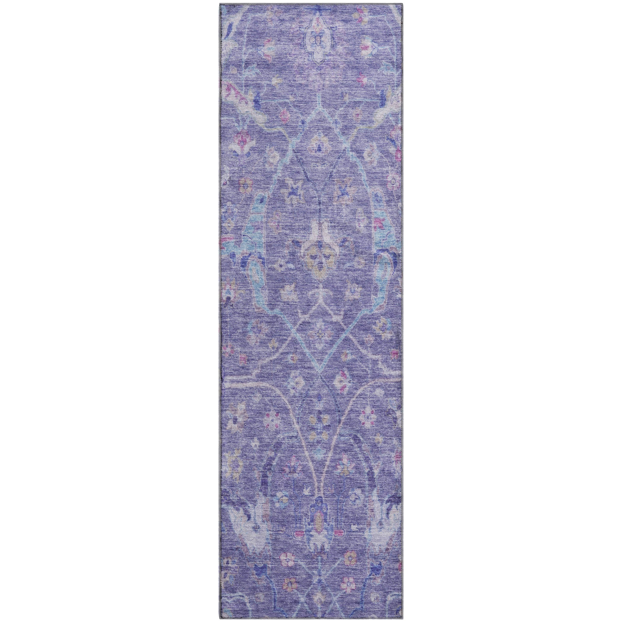 Ghent Machine Washable Traditional Purple Rug 2'3" x 7'6" #shape_Runner
