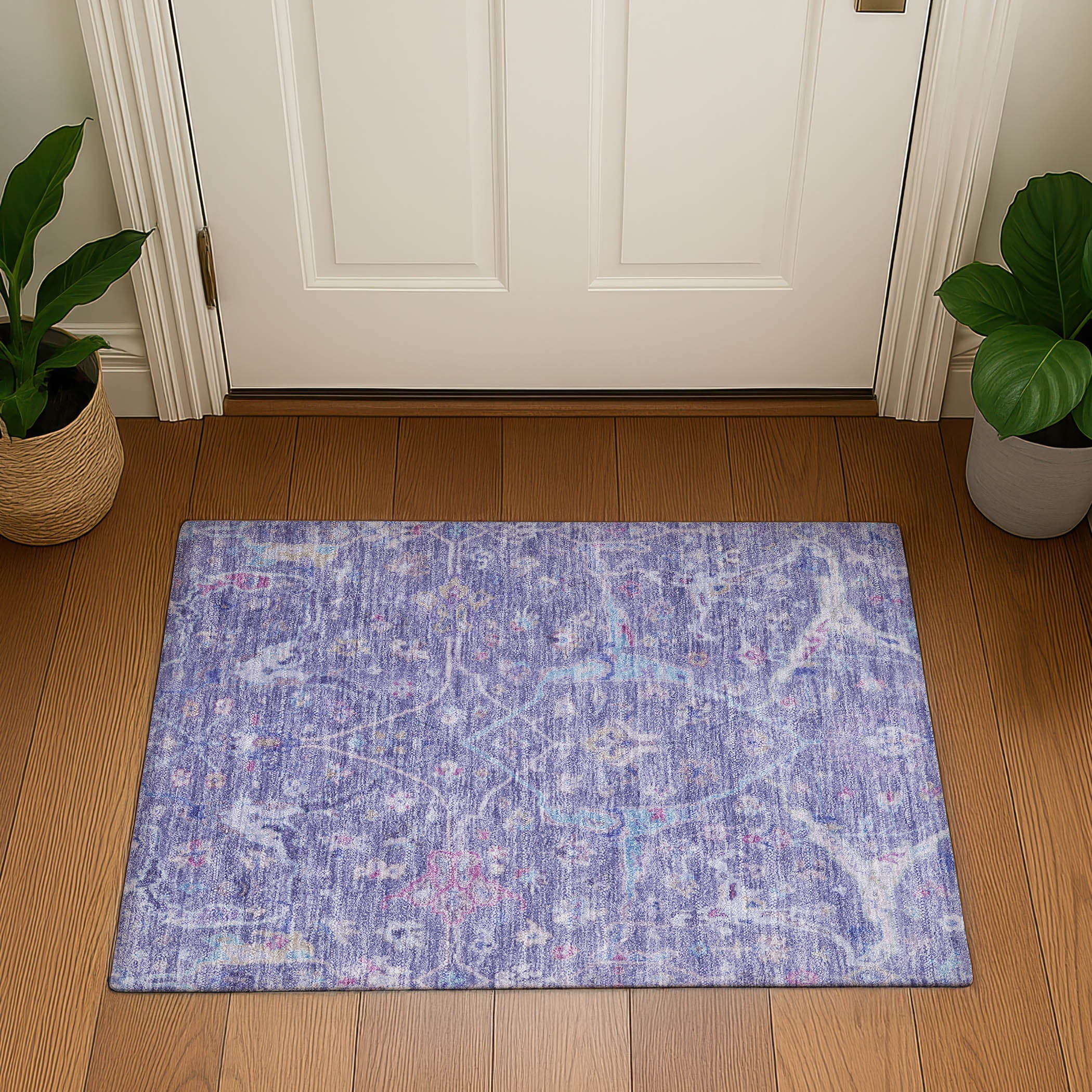 Ghent Machine Washable Traditional Purple Rug 1'8" x 2'6" #shape_Rectangle