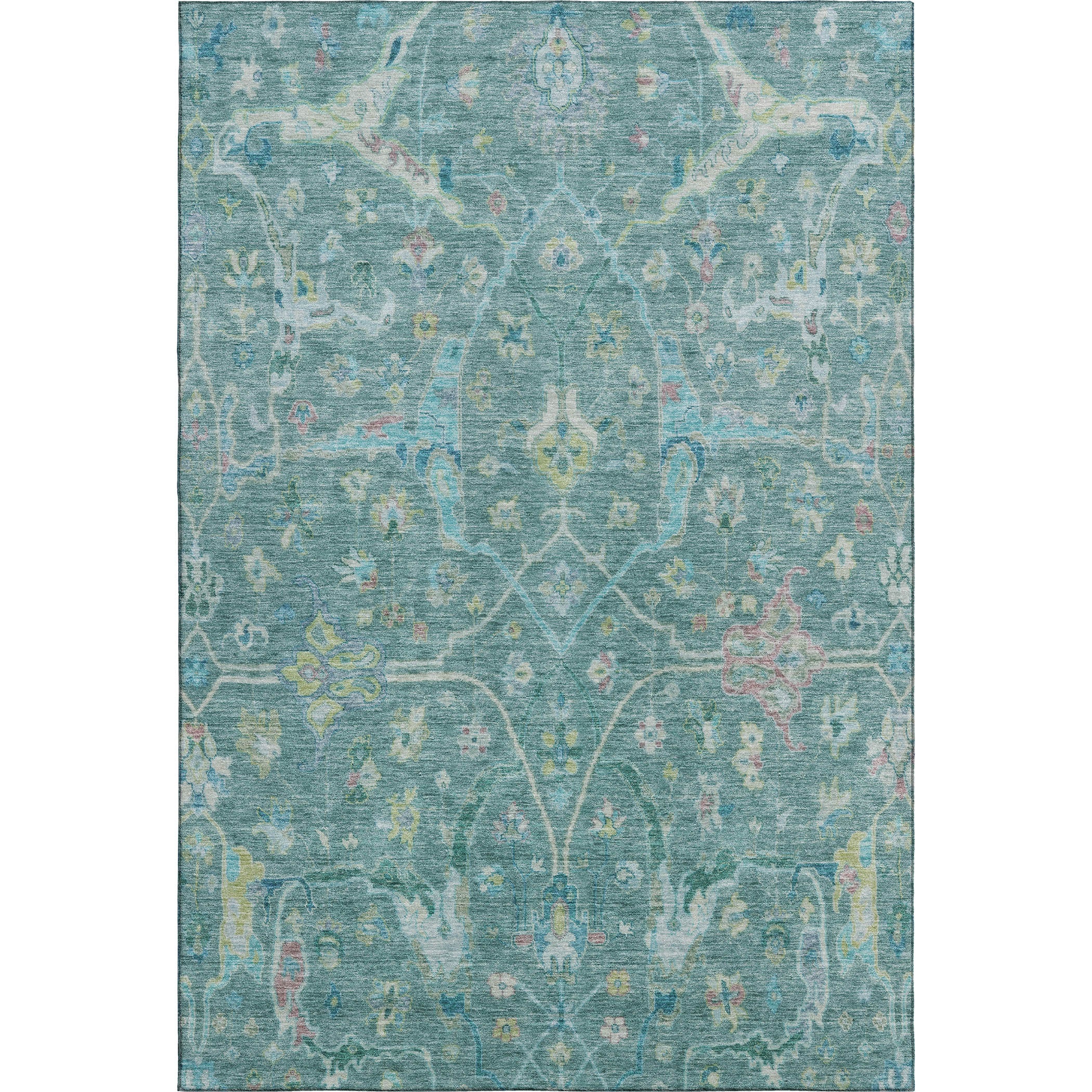 Ghent Machine Washable Traditional Teal Rug 2'6" x 3'10" #shape_Rectangle