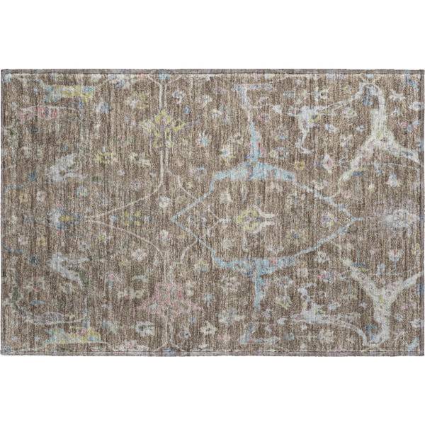 Budapest Machine Washable Traditional Brown Rug 1'8" x 2'6"