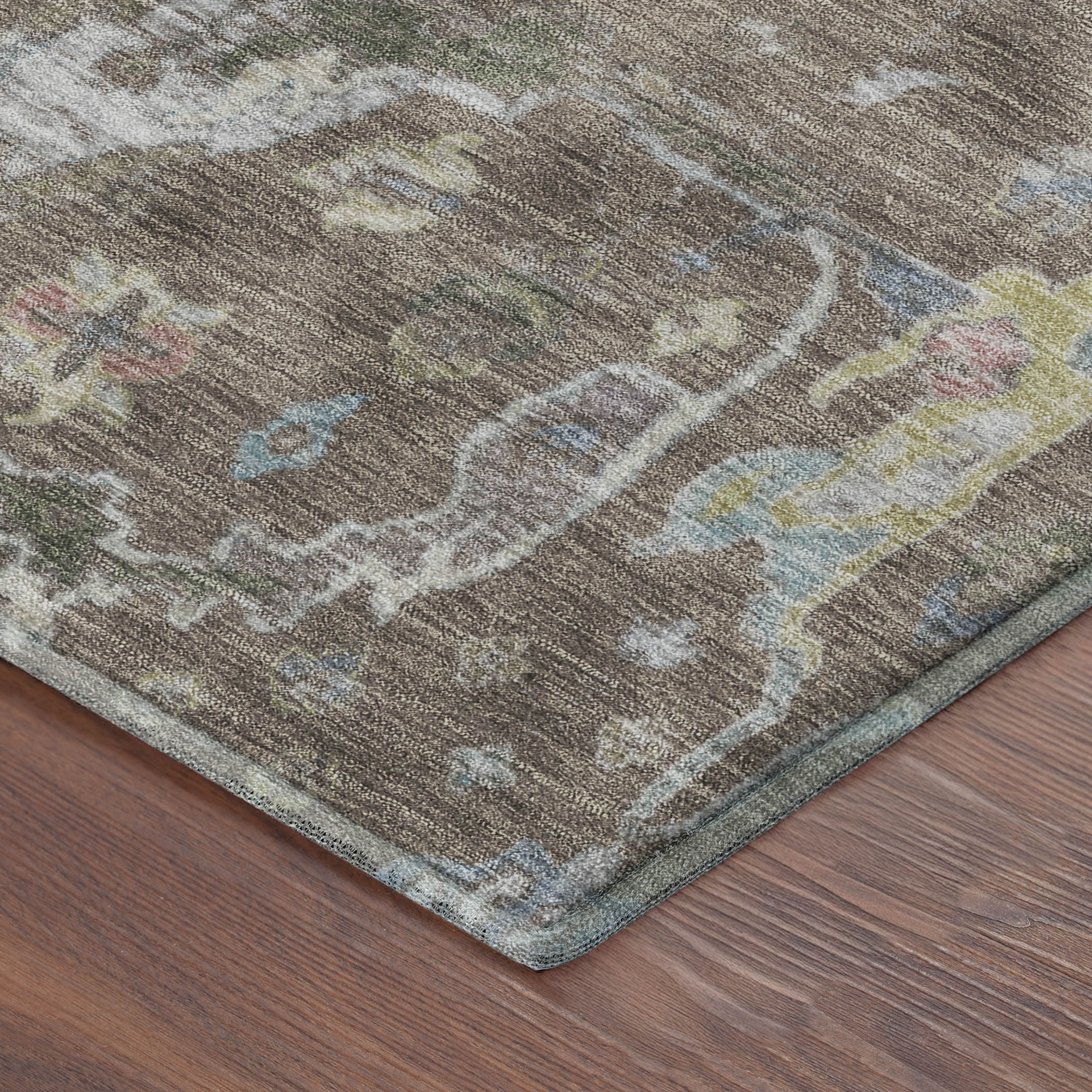 Budapest Machine Washable Traditional Brown Rug 1'8" x 2'6" #shape_Rectangle