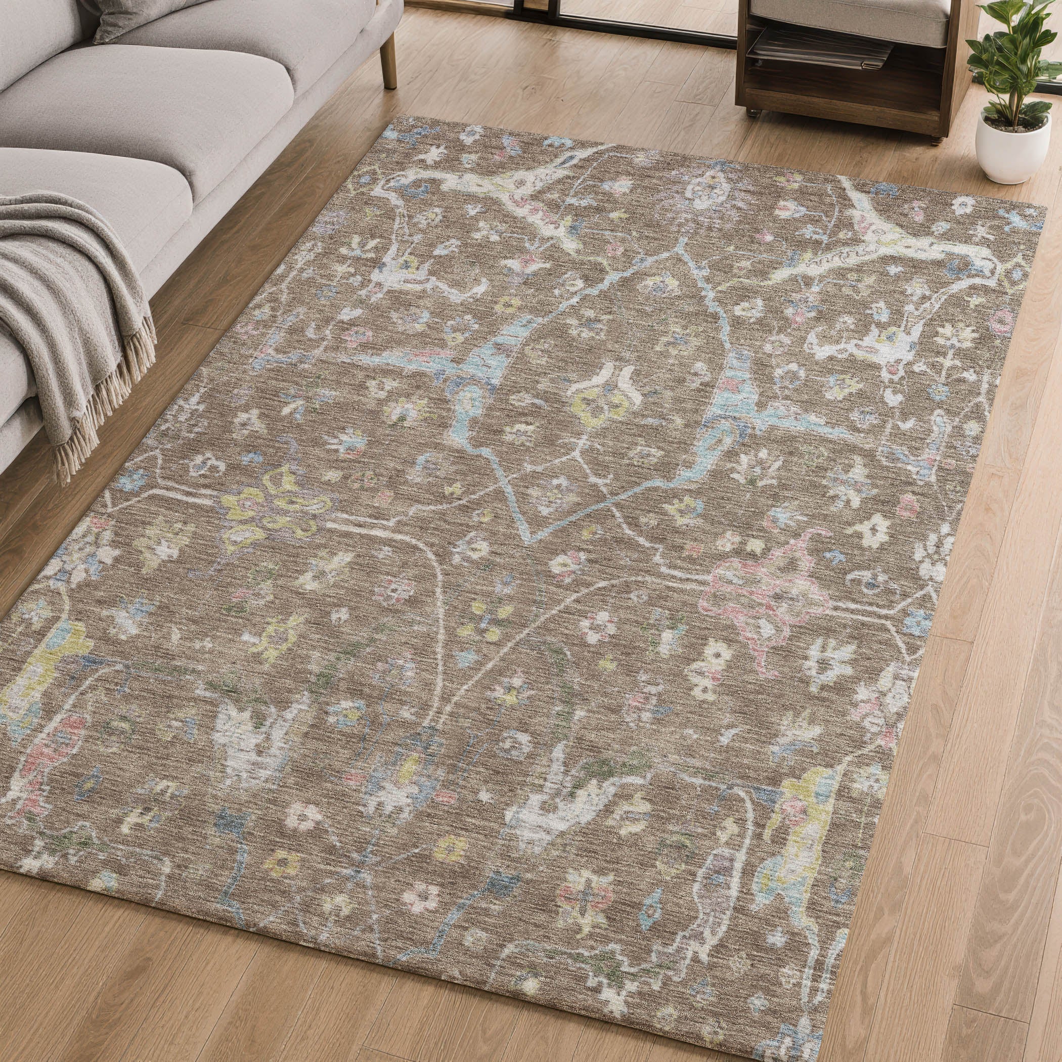 Budapest Machine Washable Traditional Brown Rug 2'6" x 3'10" #shape_Rectangle