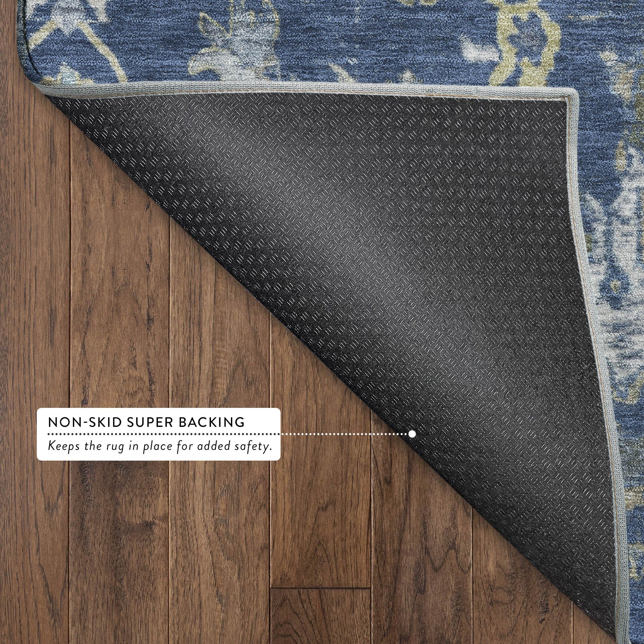 Budapest Machine Washable Traditional Navy Blue Rug 1'8" x 2'6" #shape_Rectangle