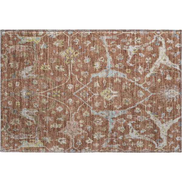 Budapest Machine Washable Traditional Paprika Orange Rug 1'8" x 2'6"