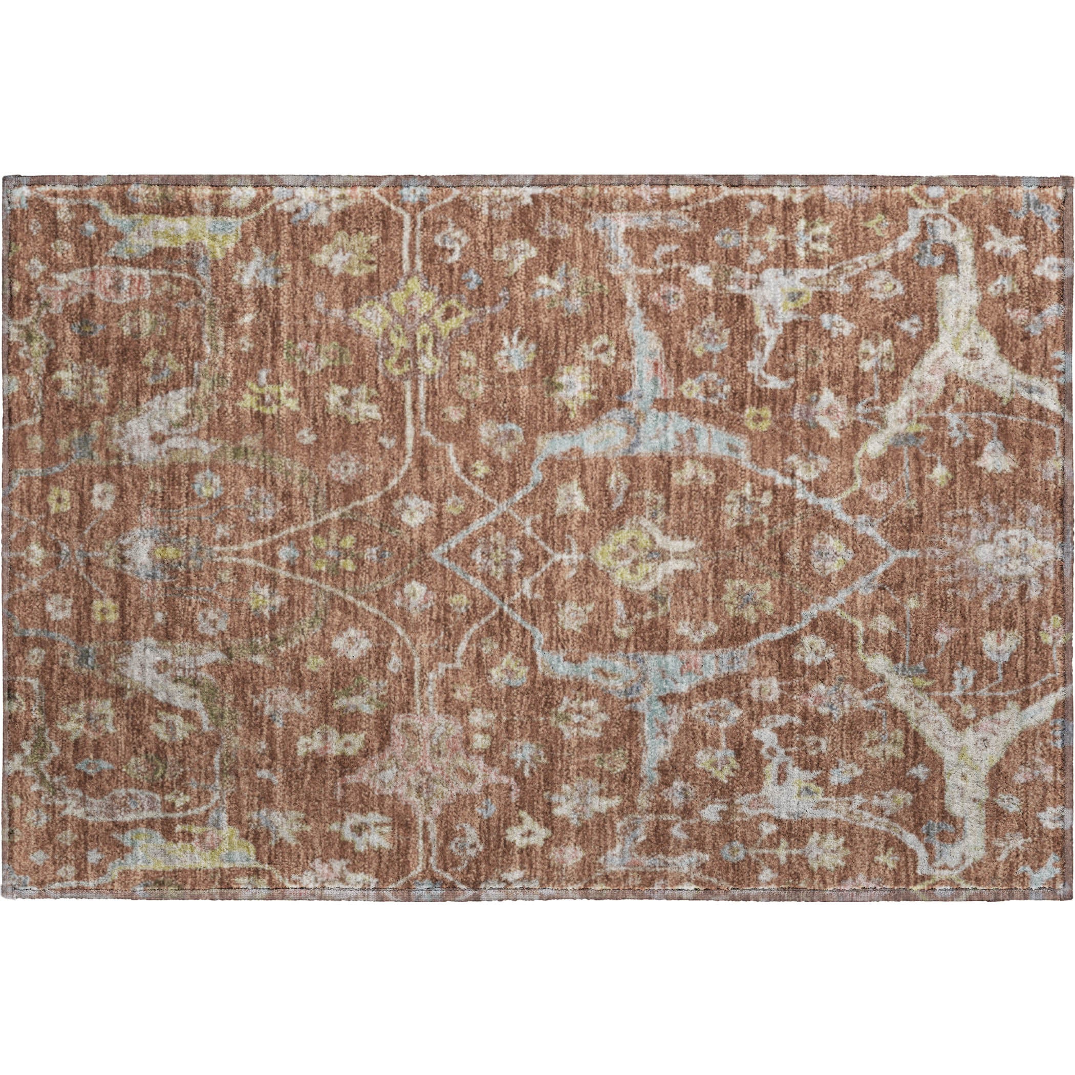 Budapest Machine Washable Traditional Paprika Orange Rug 1'8" x 2'6" #shape_Rectangle