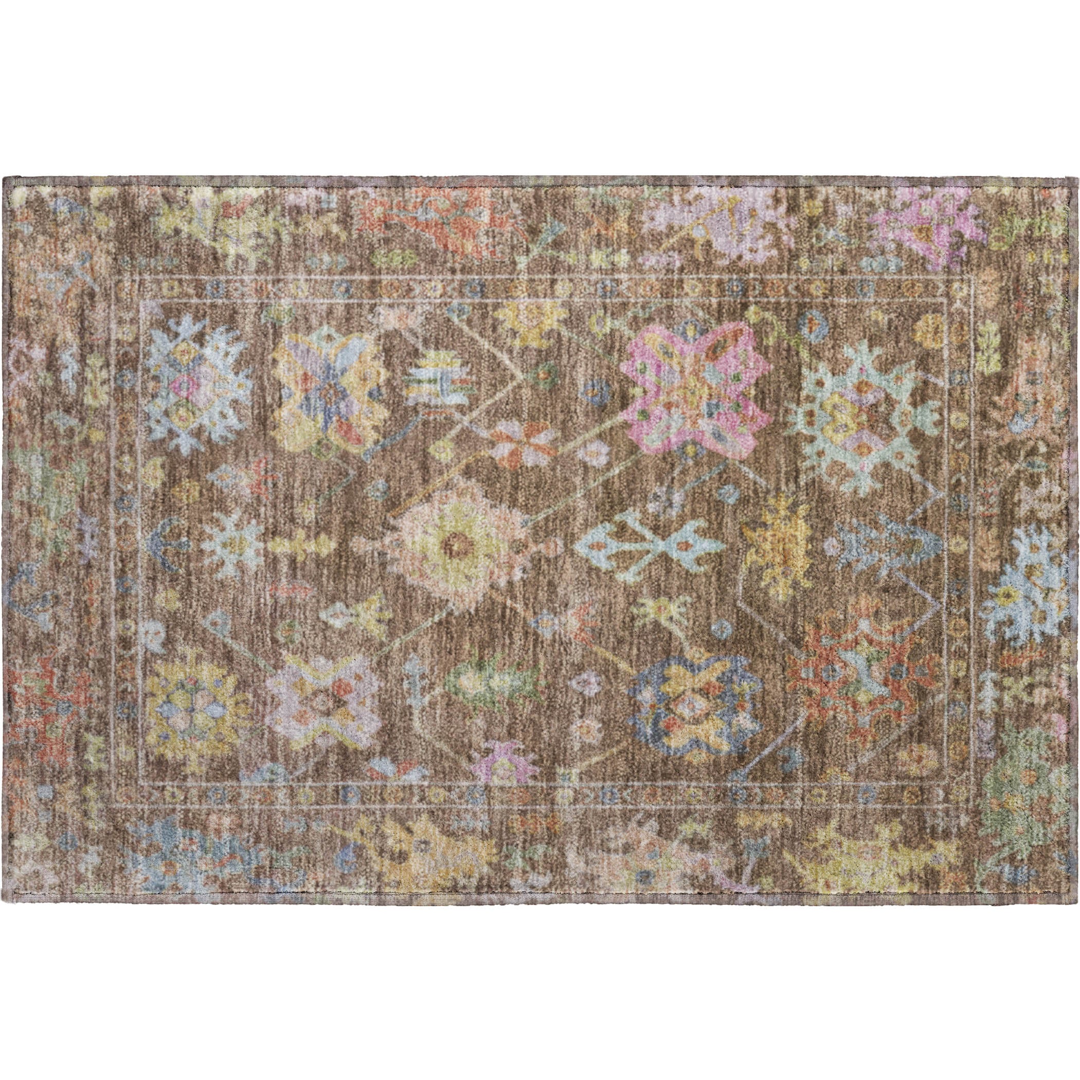 Seville Machine Washable Traditional Brown Rug 1'8" x 2'6" #shape_Rectangle