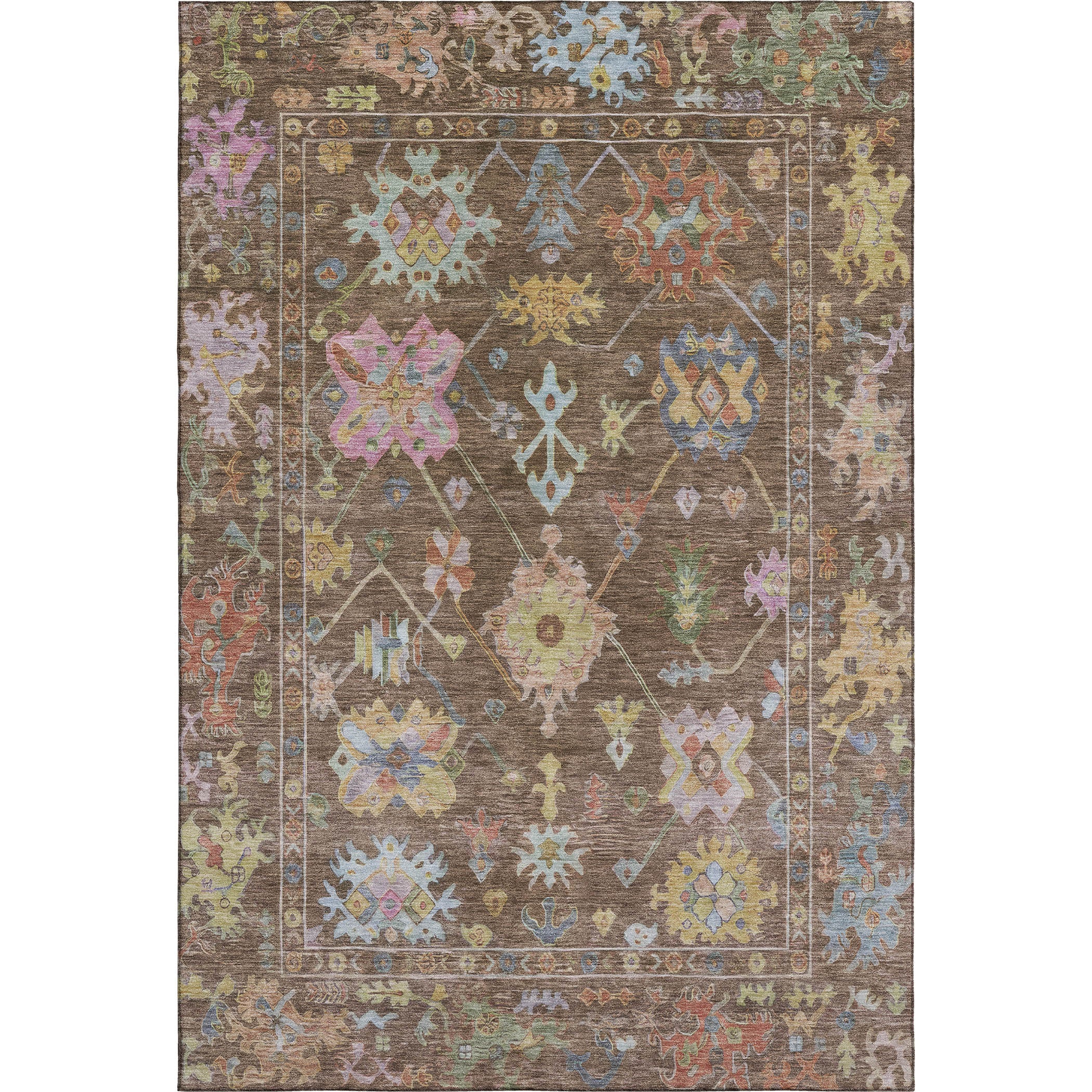 Seville Machine Washable Traditional Brown Rug 2'6" x 3'10" #shape_Rectangle