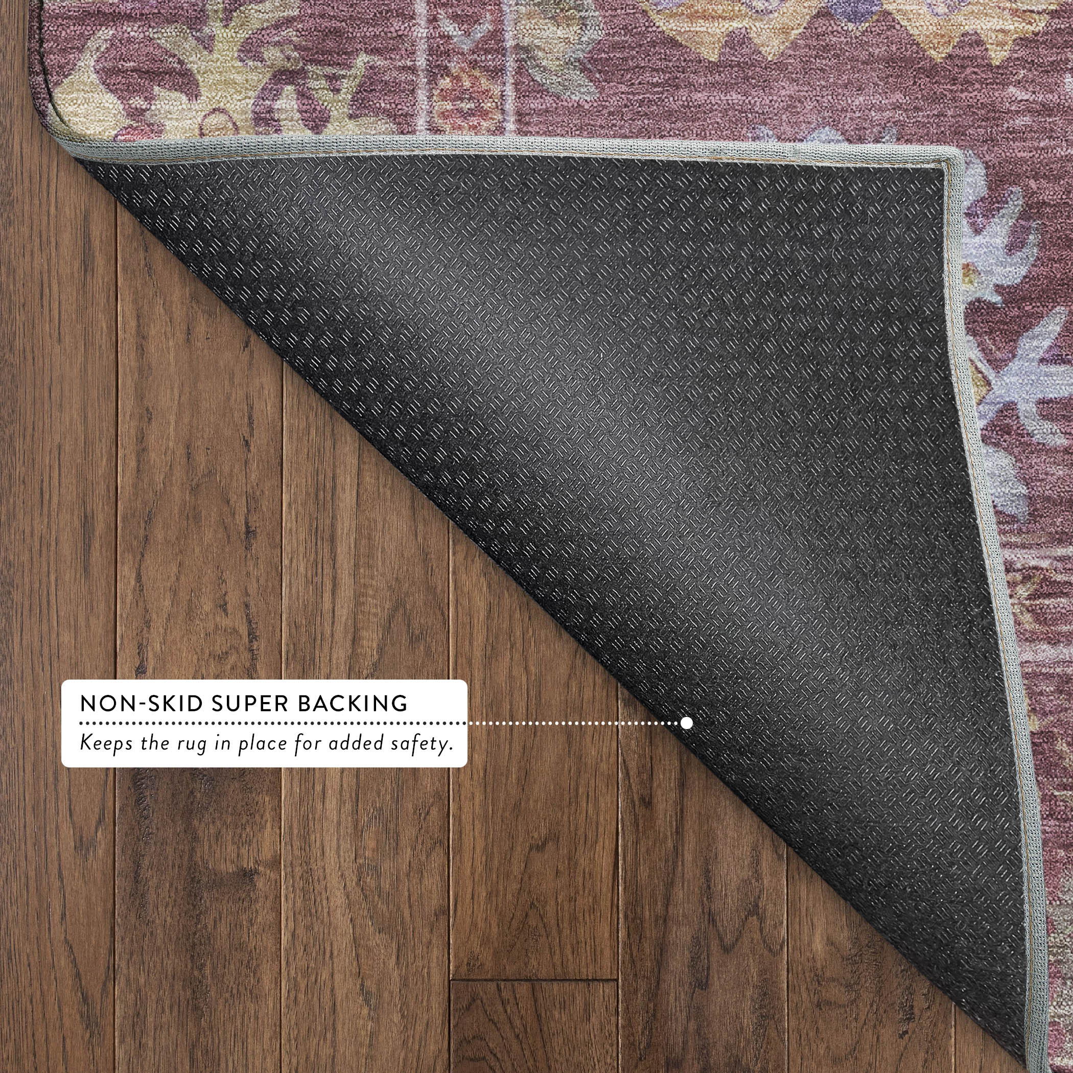 Seville Machine Washable Traditional Burgundy Red Rug 1'8" x 2'6" #shape_Rectangle