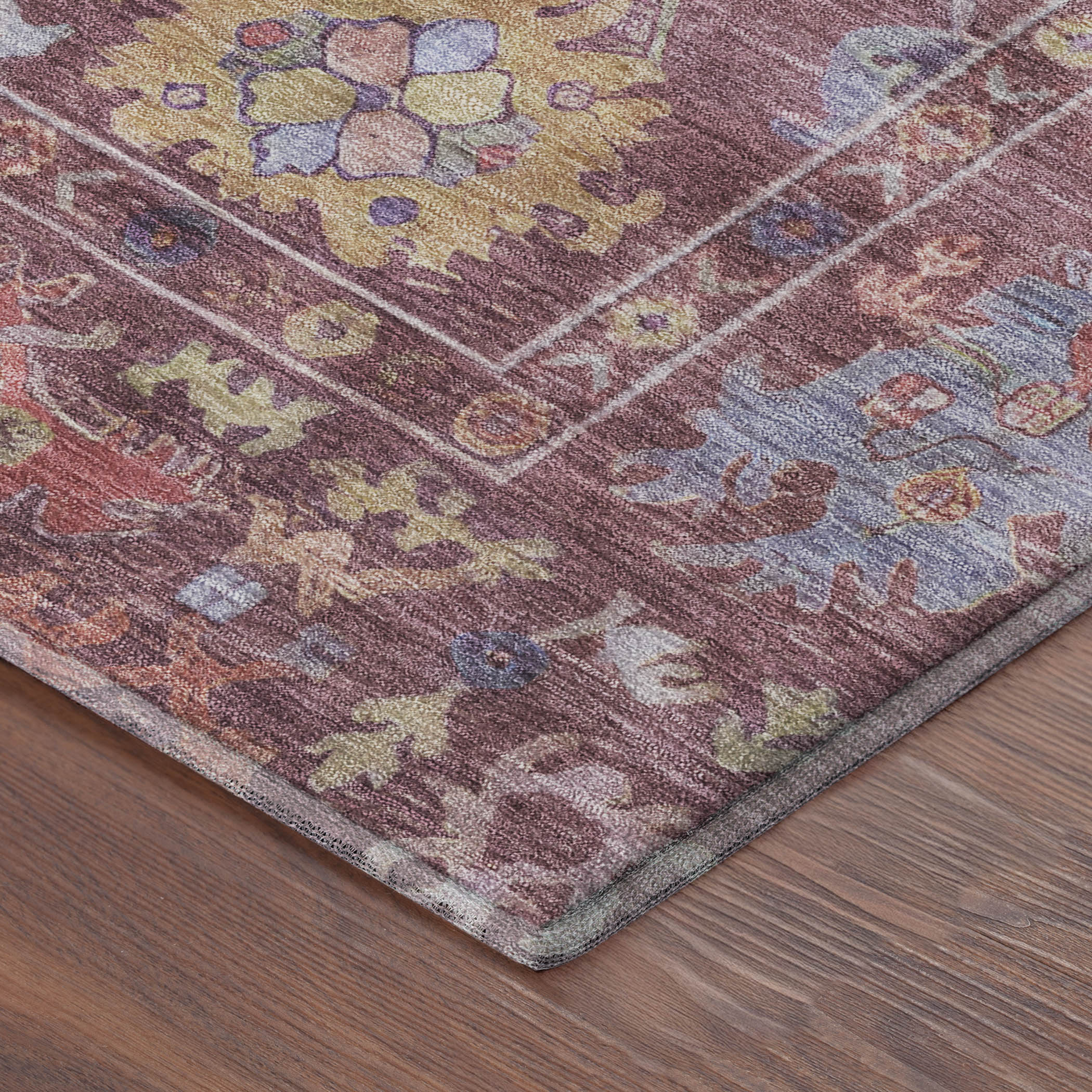 Seville Machine Washable Traditional Burgundy Red Rug 1'8" x 2'6" #shape_Rectangle
