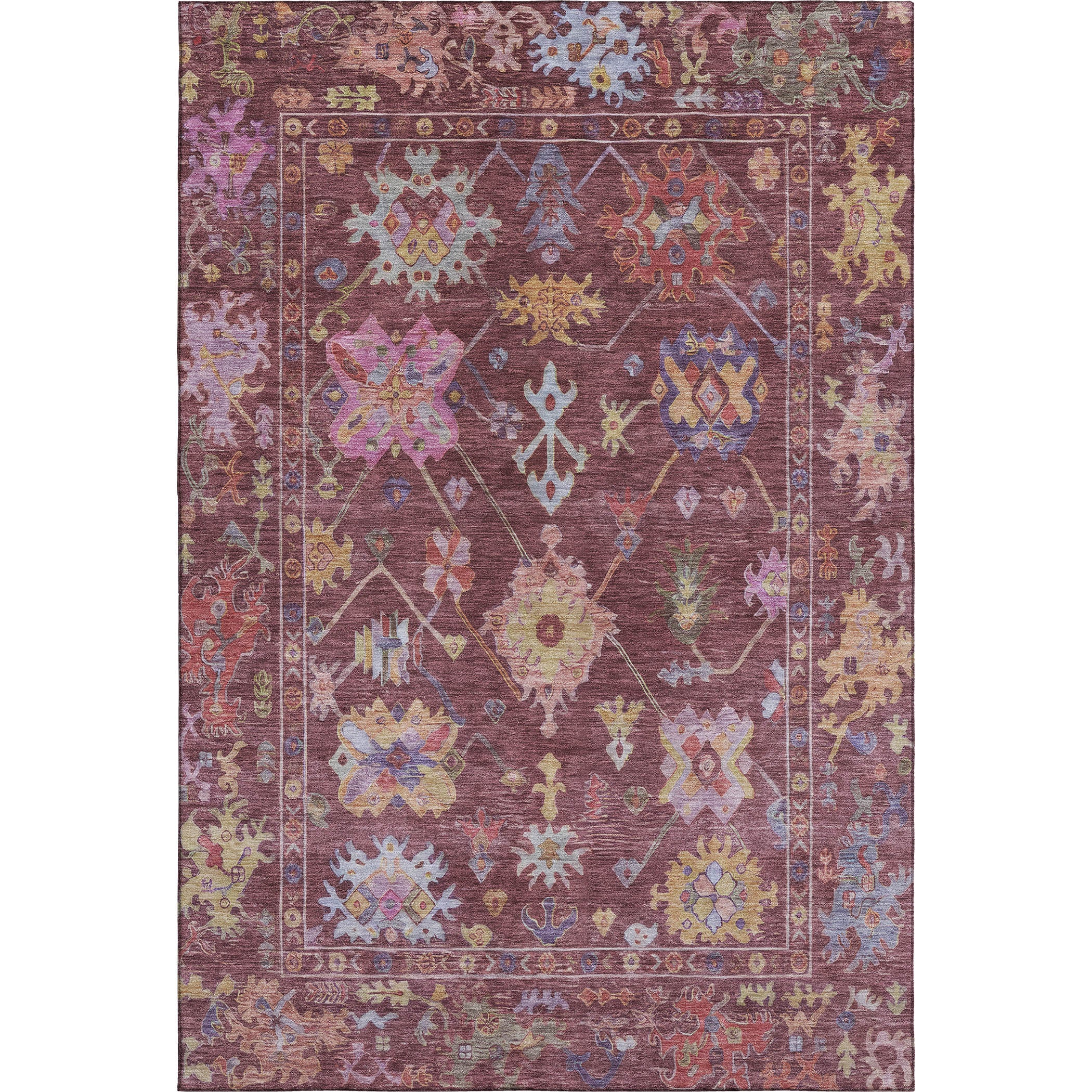 Seville Machine Washable Traditional Burgundy Red Rug 2'6" x 3'10" #shape_Rectangle