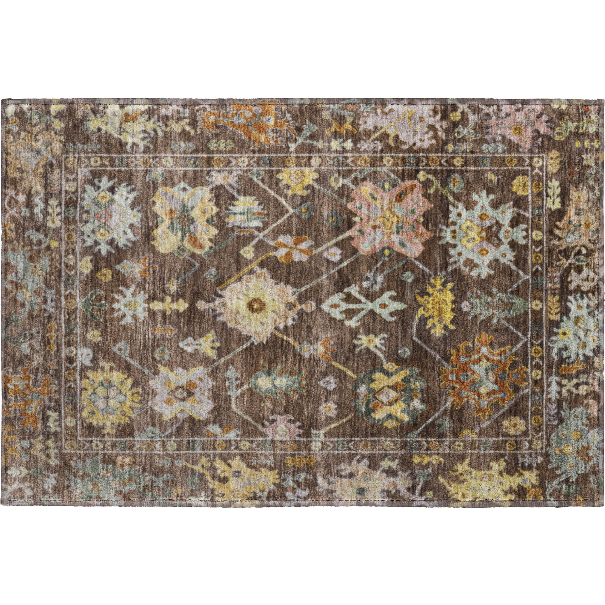 Seville Machine Washable Traditional Chocolate Brown Rug 1'8" x 2'6" #shape_Rectangle