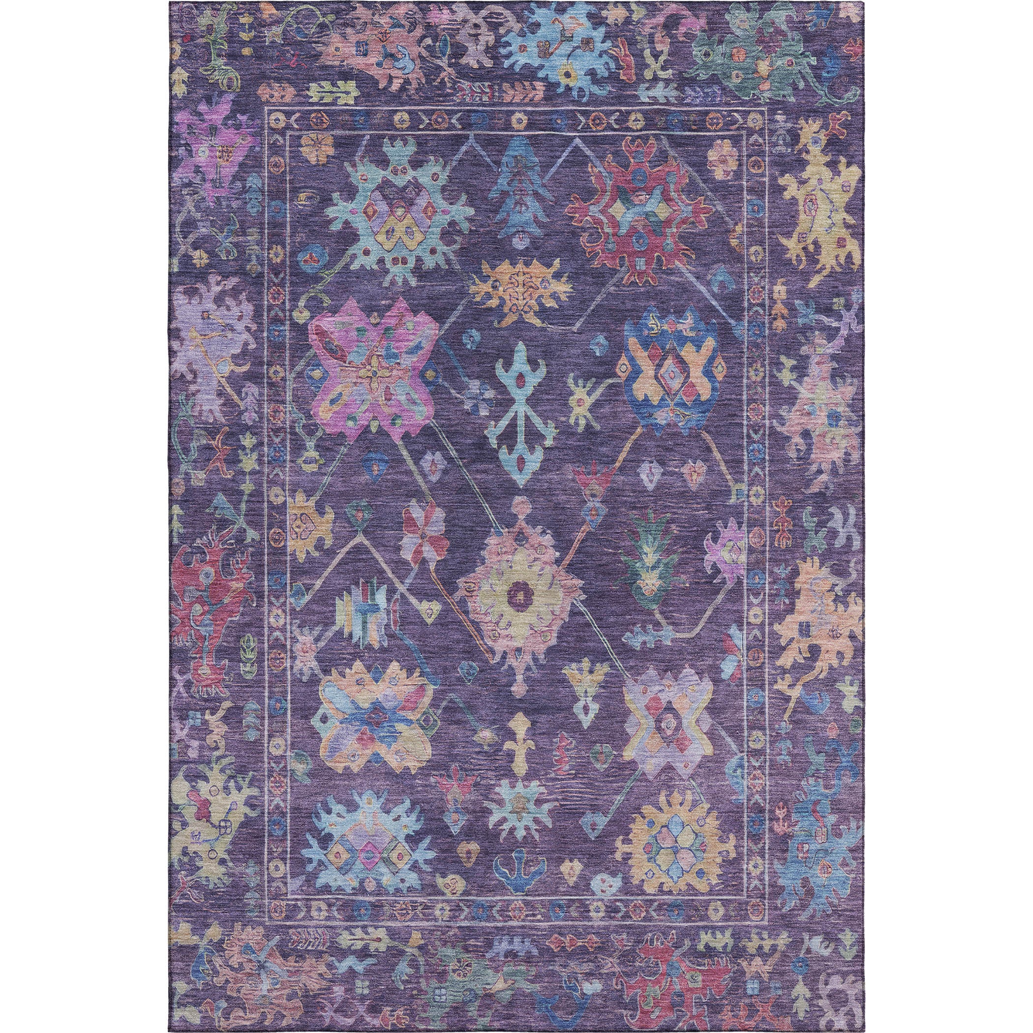 Seville Machine Washable Traditional Eggplant Purple Rug 2'6" x 3'10" #shape_Rectangle