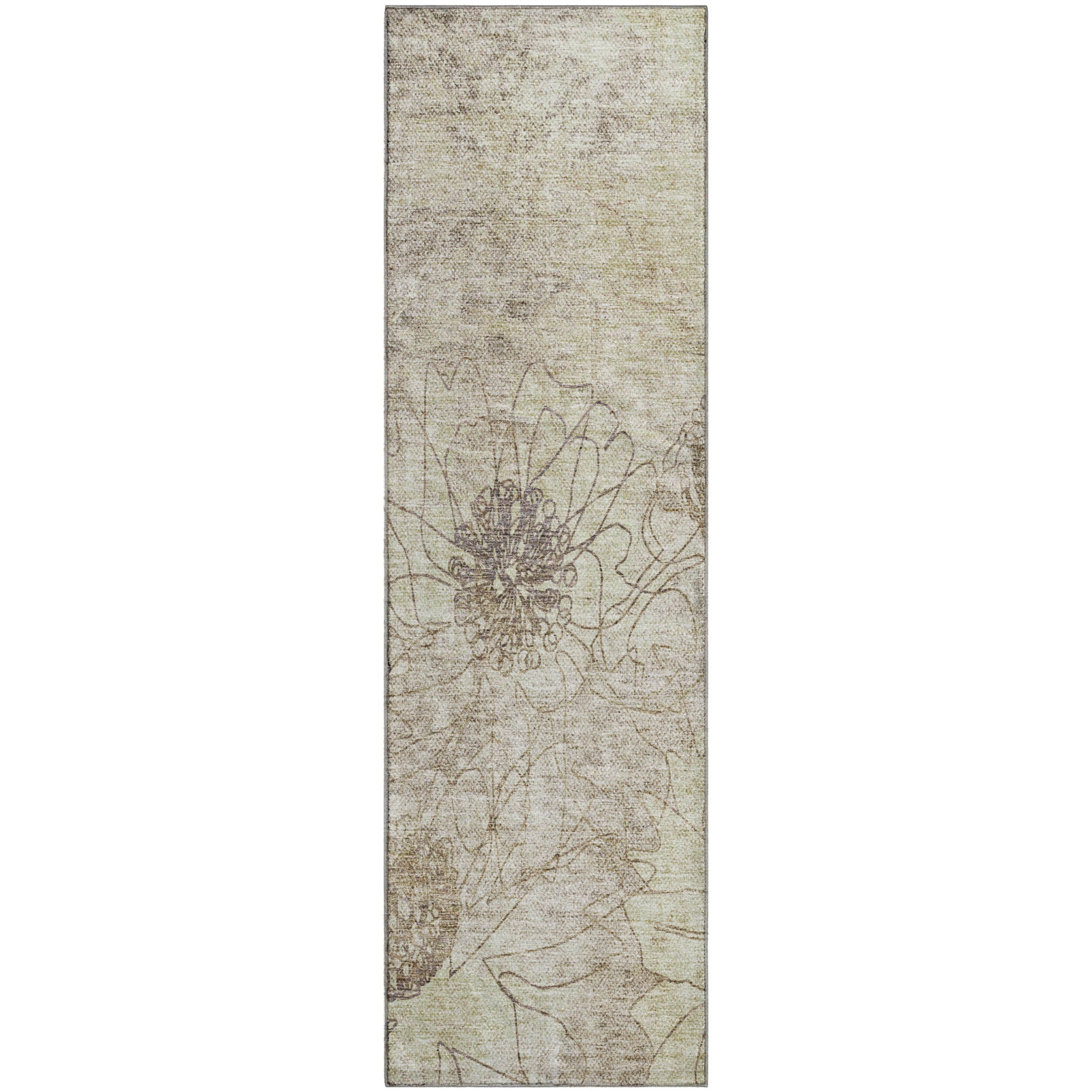 Oaxaca Machine Washable Transitional Brown Rug 2'3" x 7'6" #shape_Runner