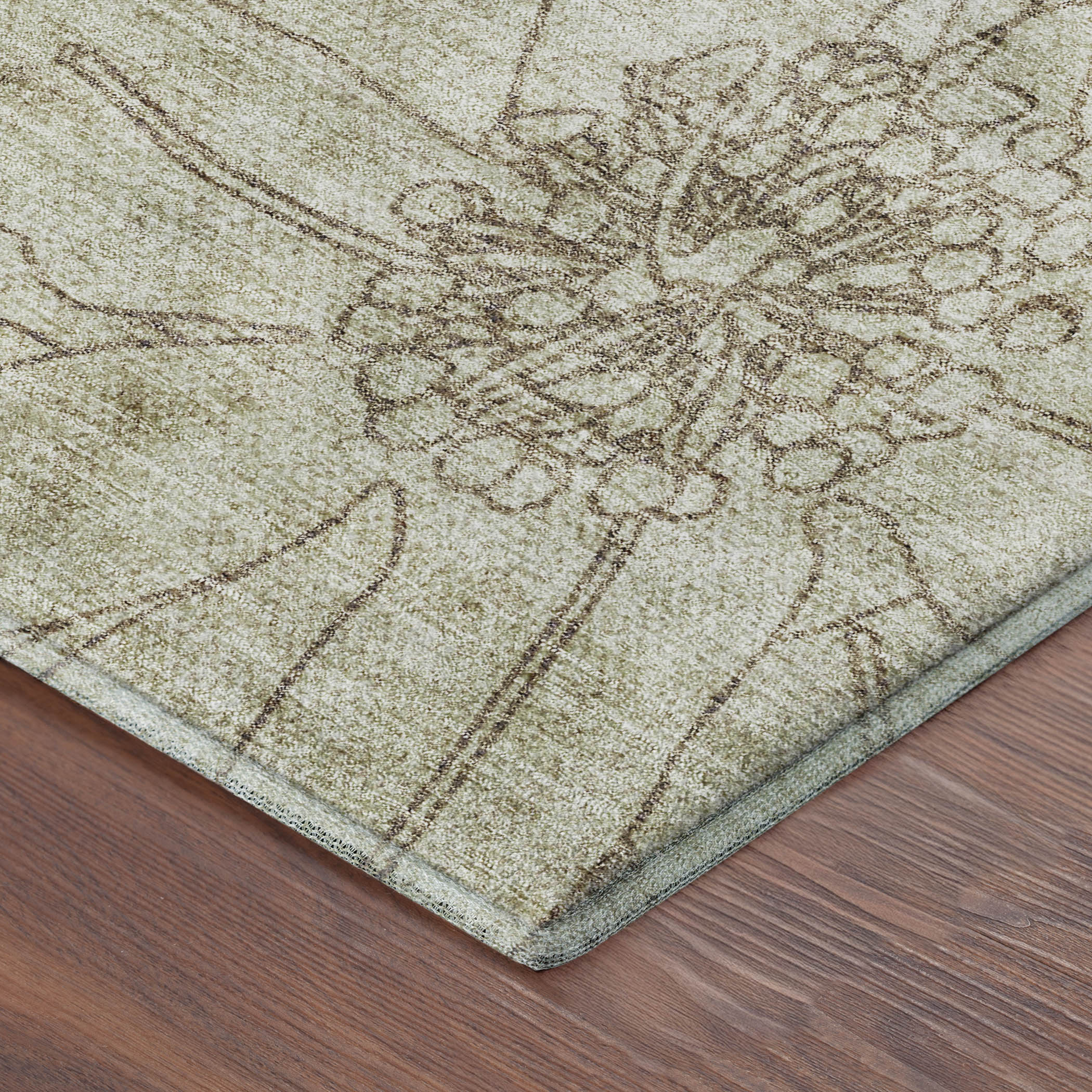 Oaxaca Machine Washable Transitional Brown Rug 1'8" x 2'6" #shape_Rectangle