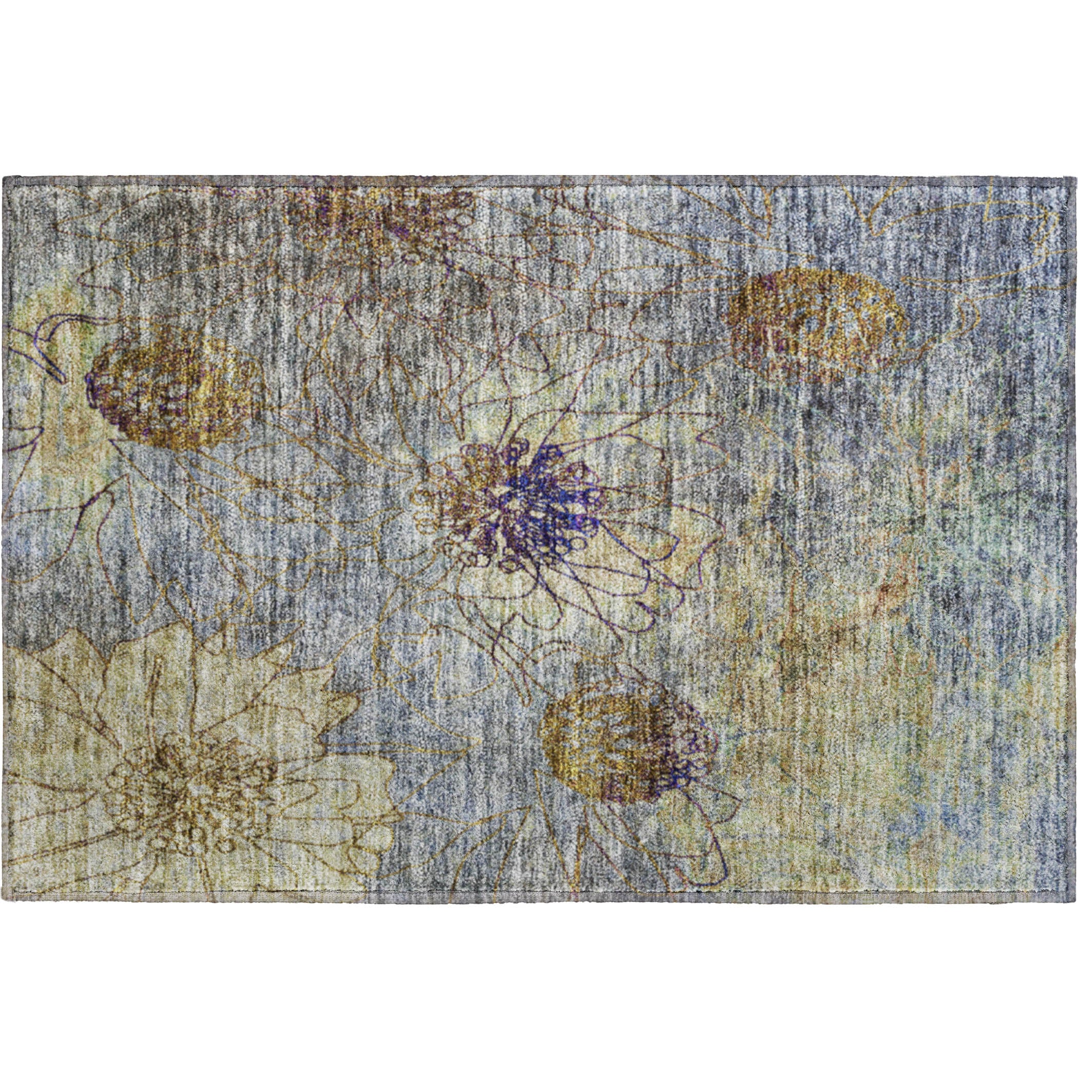 Oaxaca Machine Washable Transitional Denim Blue Rug 1'8" x 2'6" #shape_Rectangle