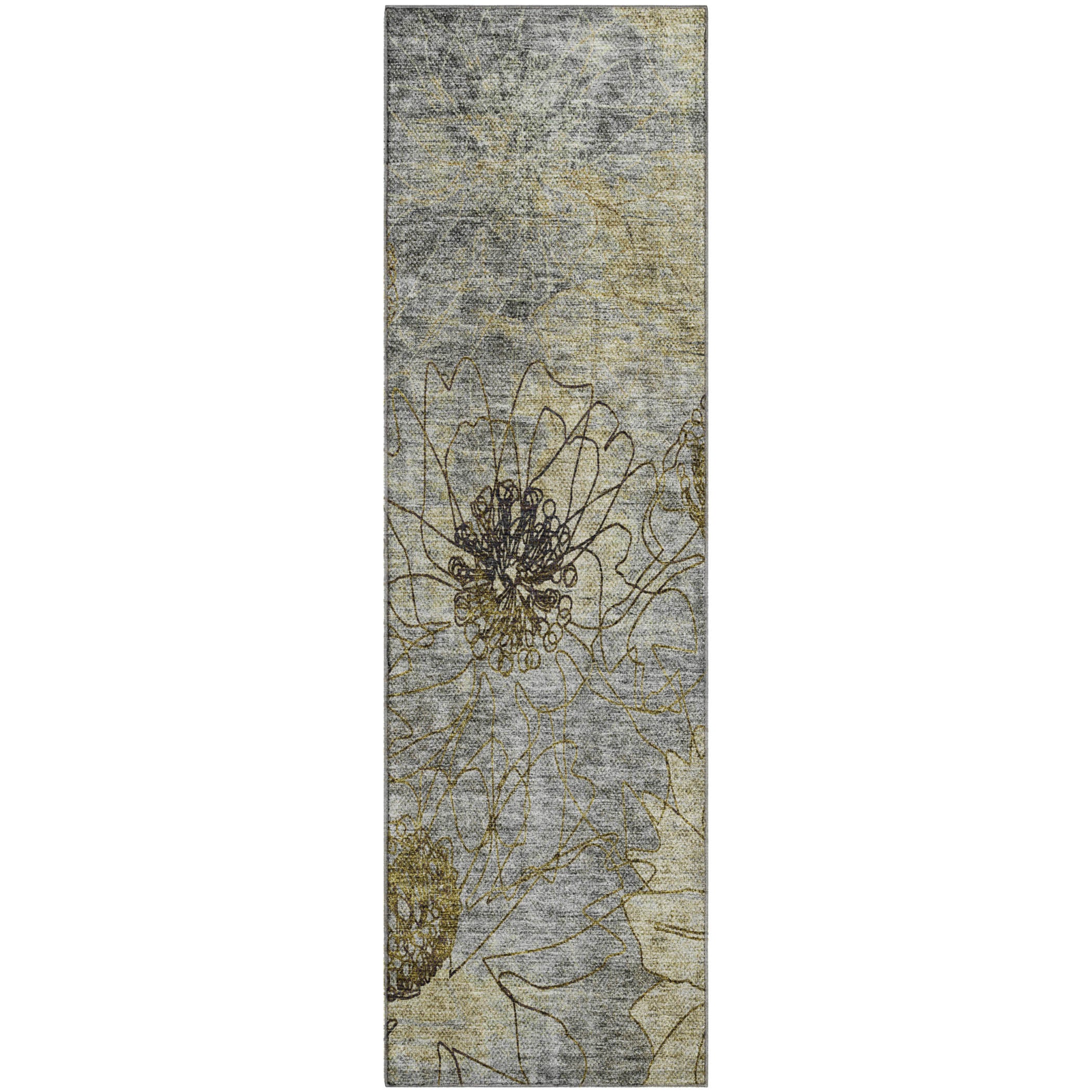 Oaxaca Machine Washable Transitional Granite Gray Rug 2'3" x 7'6" #shape_Runner