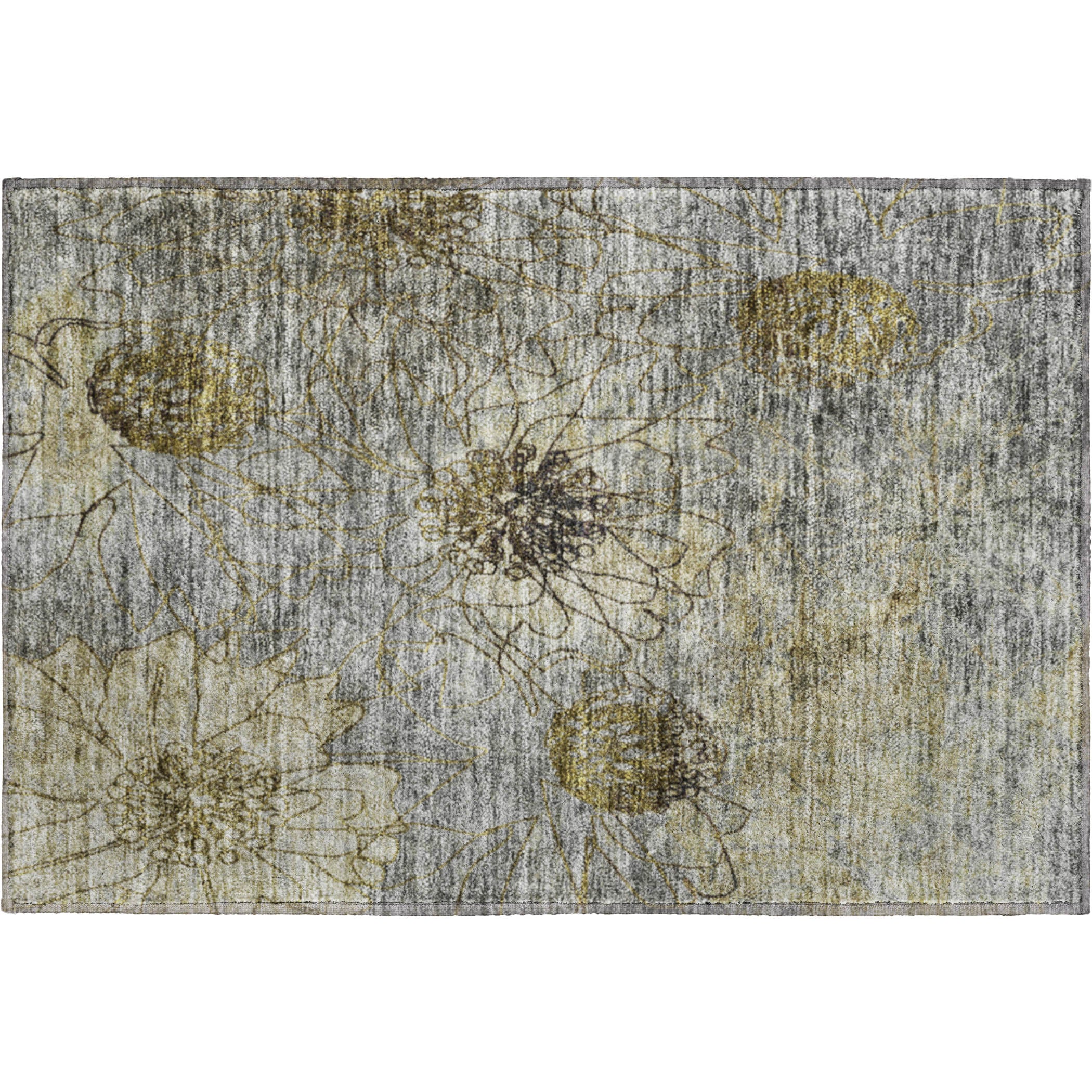Oaxaca Machine Washable Transitional Granite Gray Rug 1'8" x 2'6" #shape_Rectangle