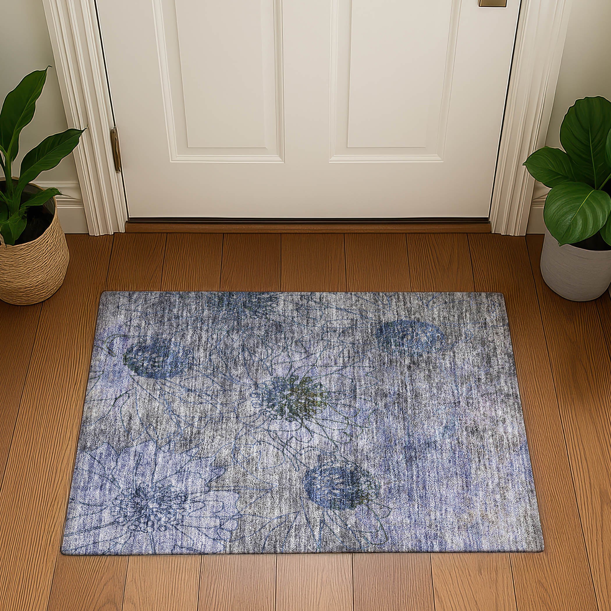 Oaxaca Machine Washable Transitional Gray Rug 1'8" x 2'6" #shape_Rectangle
