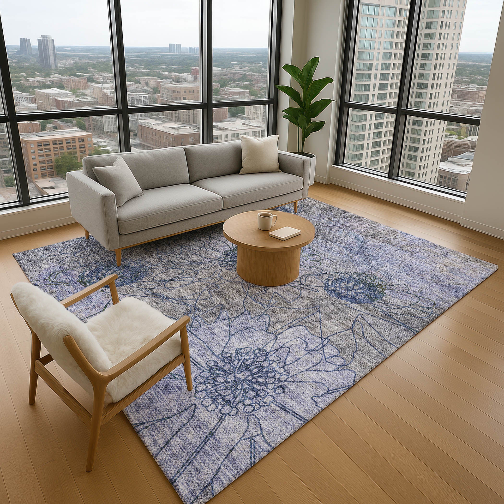 Oaxaca Machine Washable Transitional Gray Rug 2'6" x 3'10" #shape_Rectangle