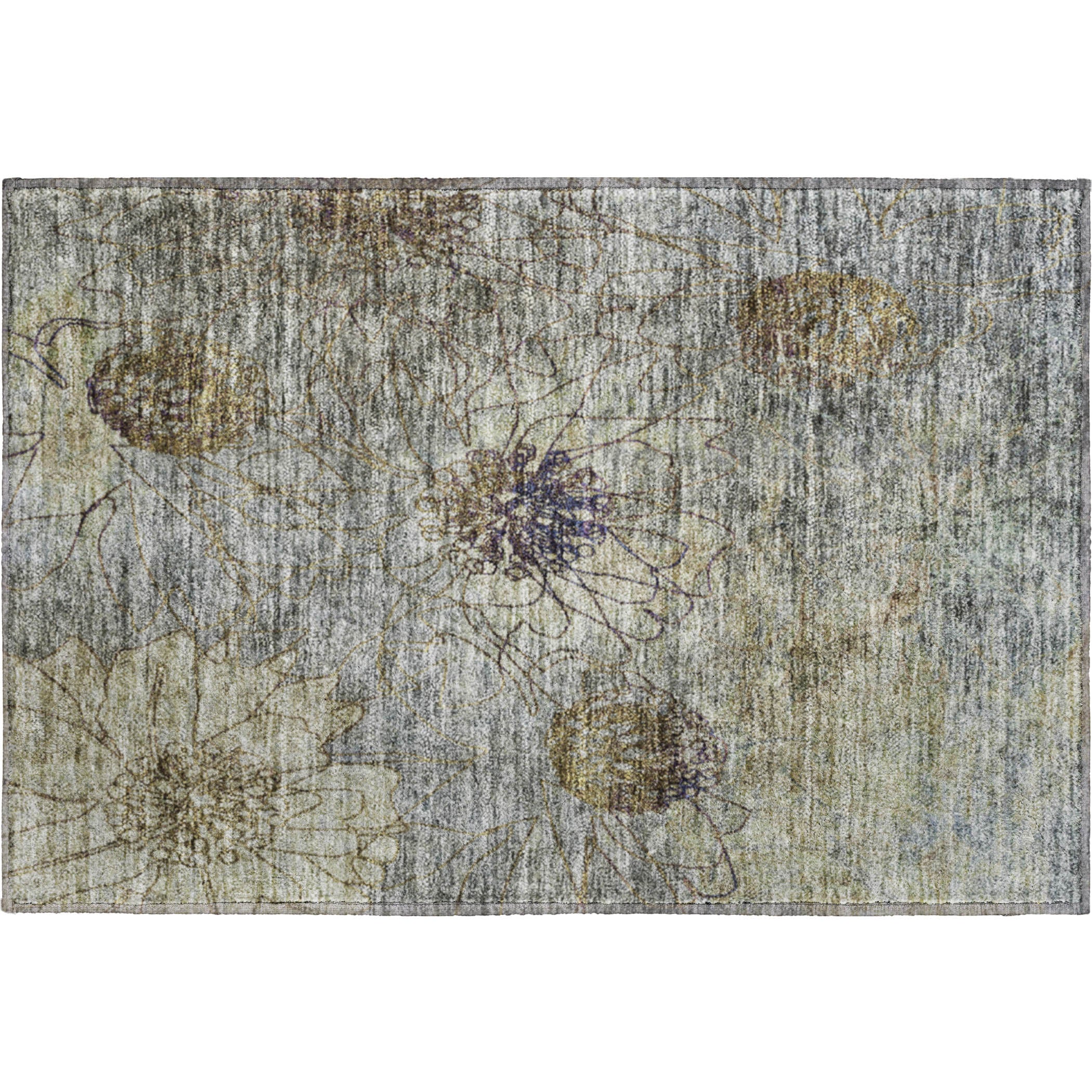 Oaxaca Machine Washable Transitional Pewter Gray Rug 1'8" x 2'6" #shape_Rectangle