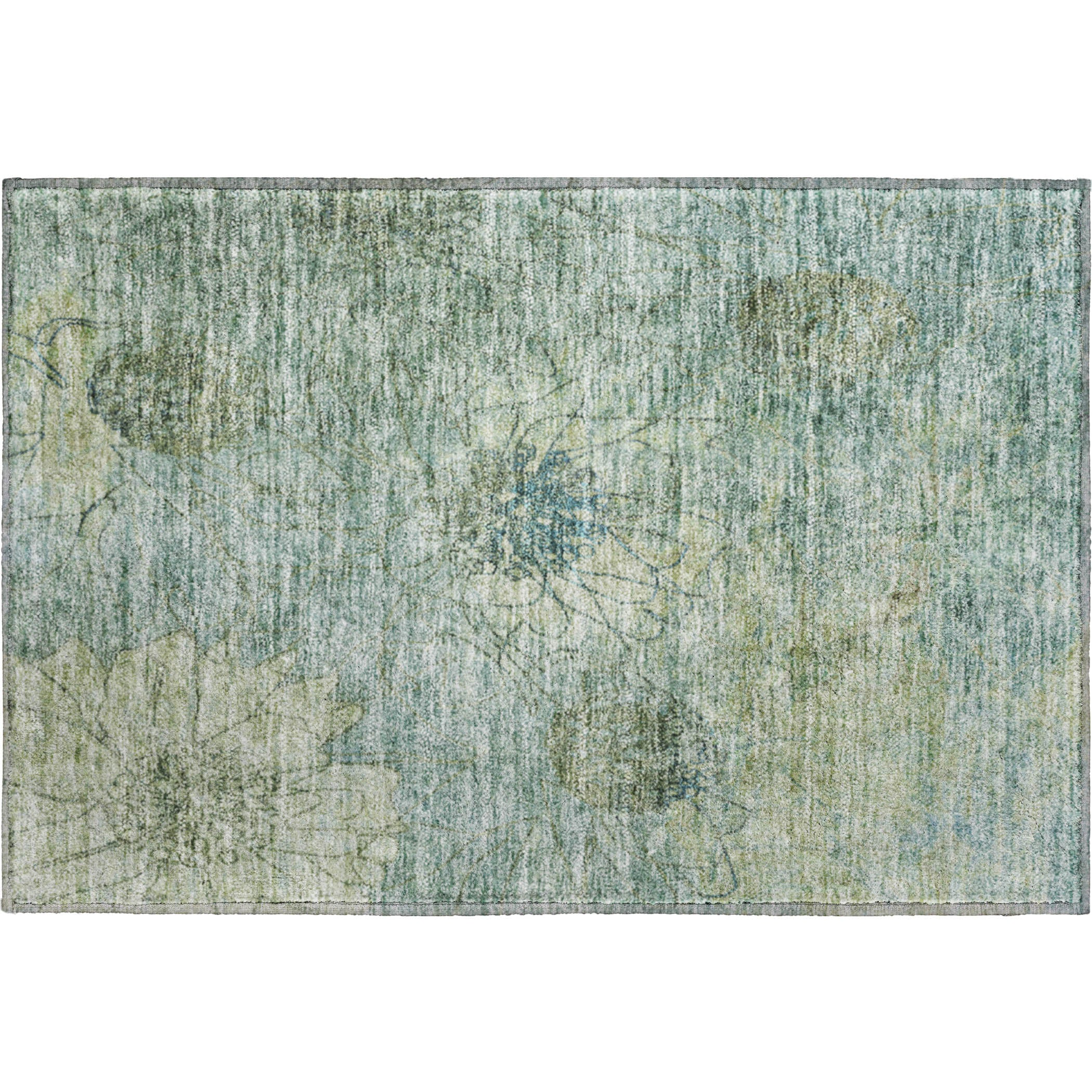 Oaxaca Machine Washable Transitional Seafoam Blue Rug 1'8" x 2'6" #shape_Rectangle