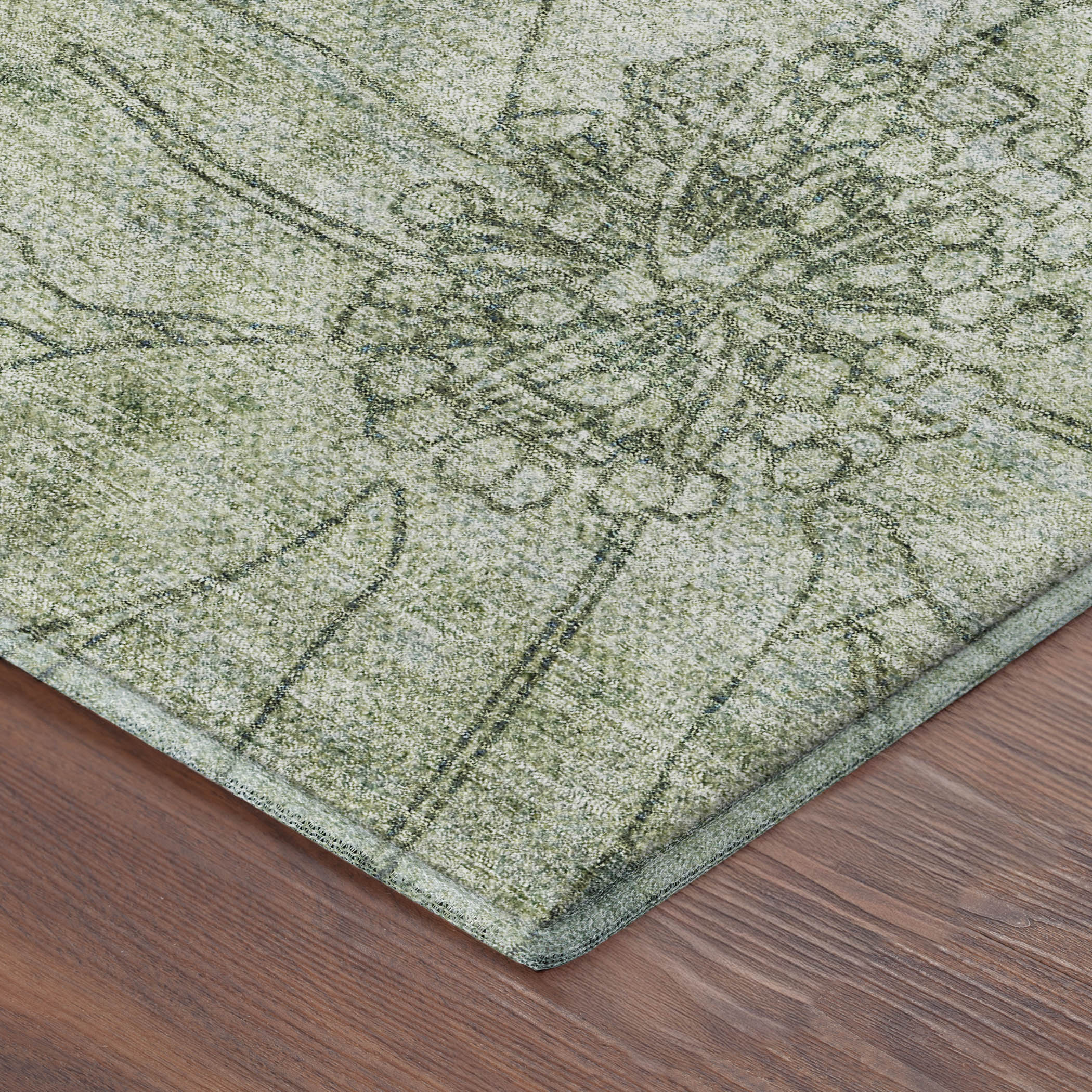 Oaxaca Machine Washable Transitional Seafoam Blue Rug 1'8" x 2'6" #shape_Rectangle