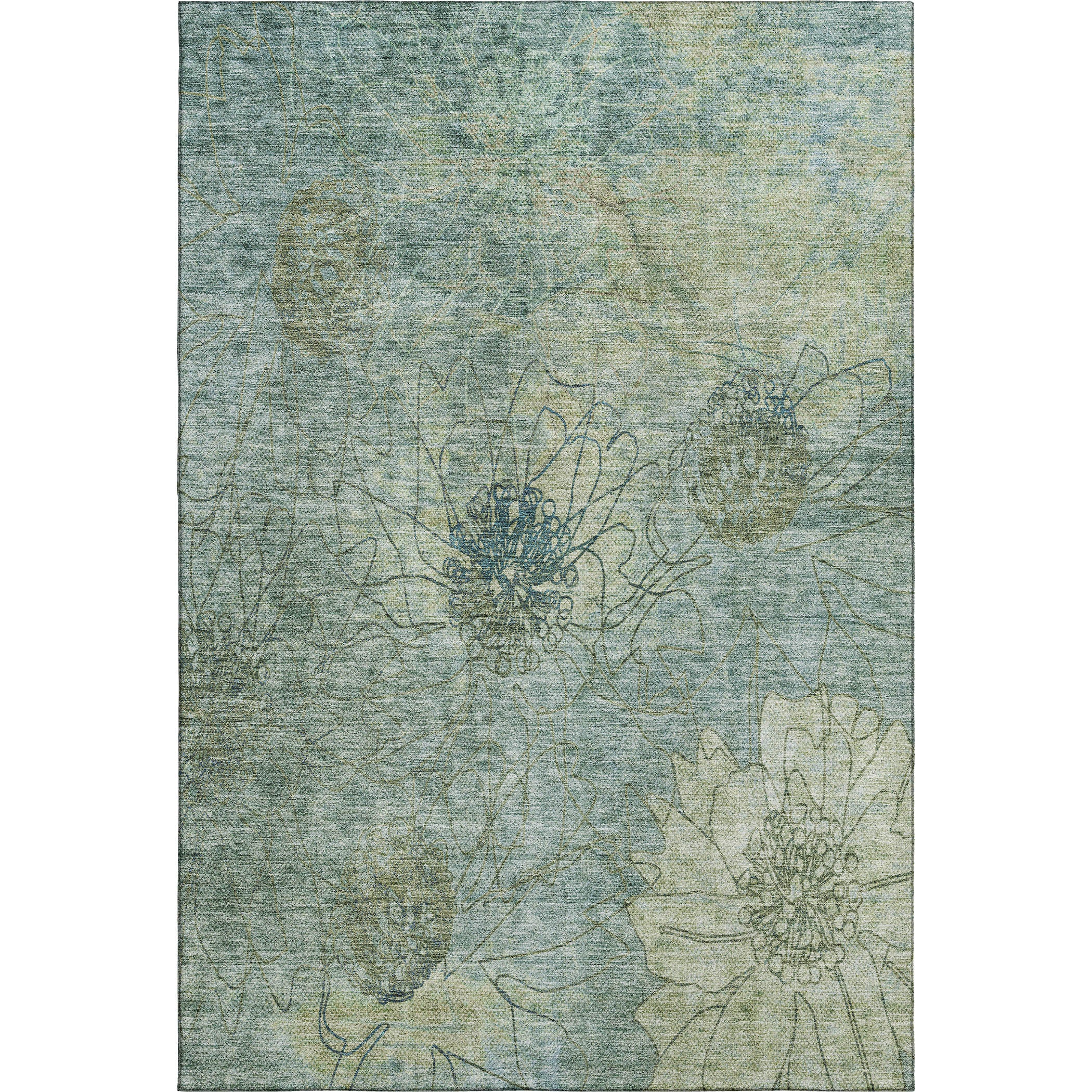 Oaxaca Machine Washable Transitional Seafoam Blue Rug 2'6" x 3'10" #shape_Rectangle