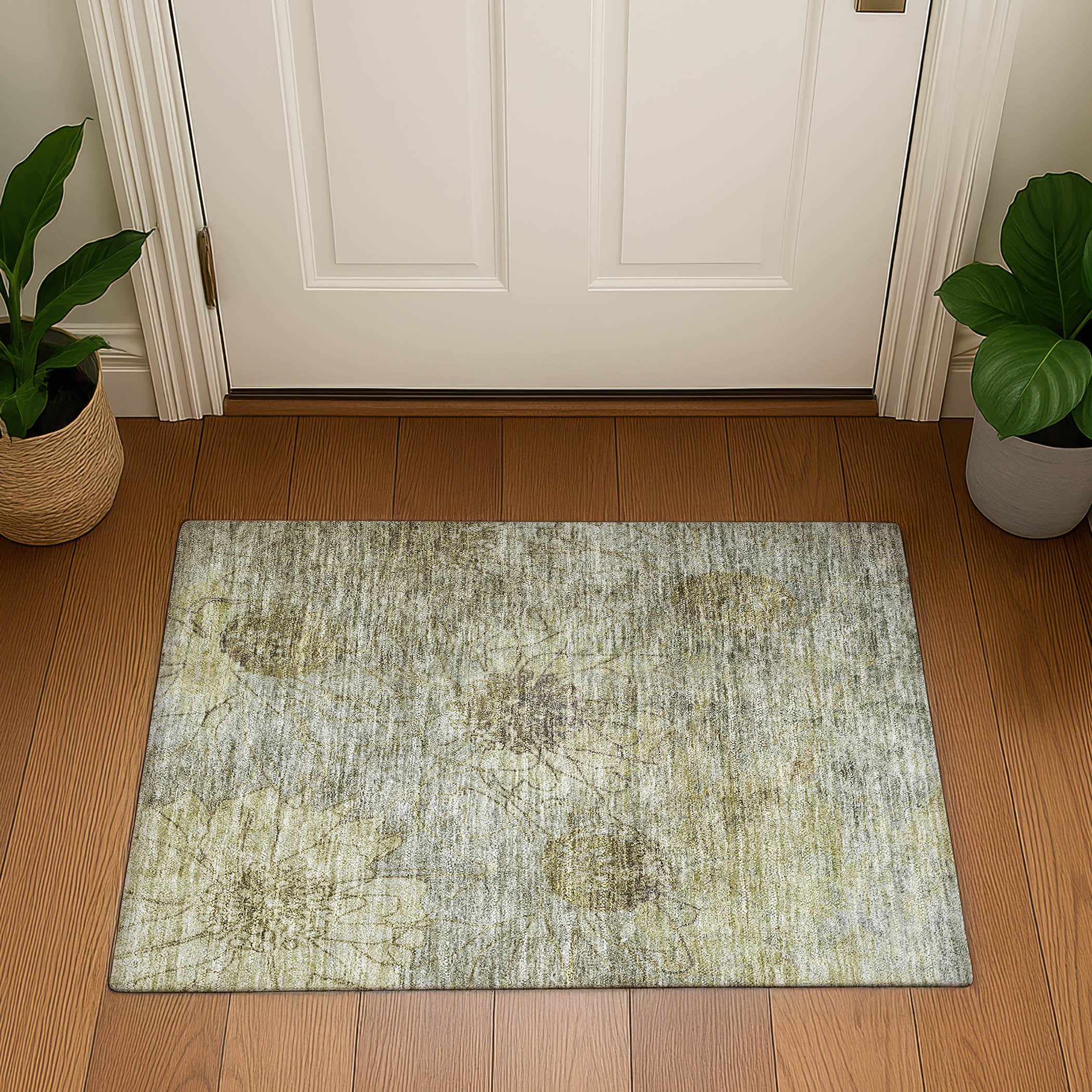 Oaxaca Machine Washable Transitional Taupe Brown Rug 1'8" x 2'6" #shape_Rectangle
