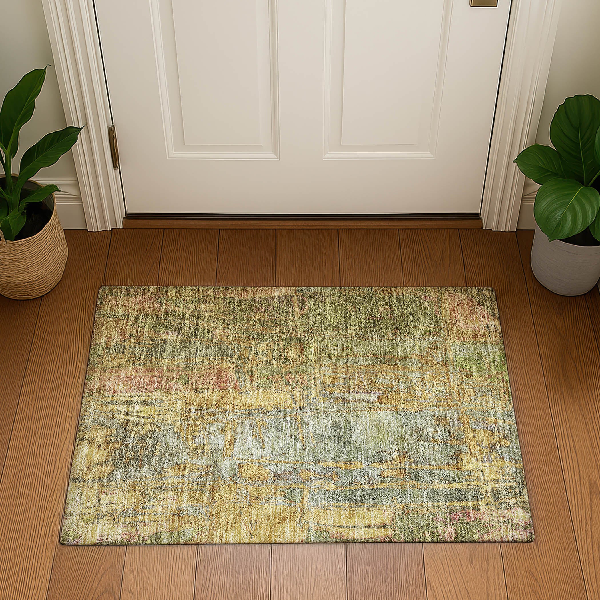 Siena Machine Washable Transitional Aloe Green Rug 1'8" x 2'6" #shape_Rectangle