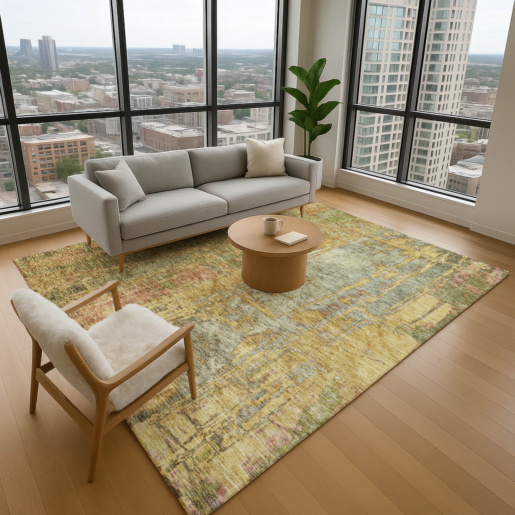 Siena Machine Washable Transitional Aloe Green Rug 2'6" x 3'10" #shape_Rectangle