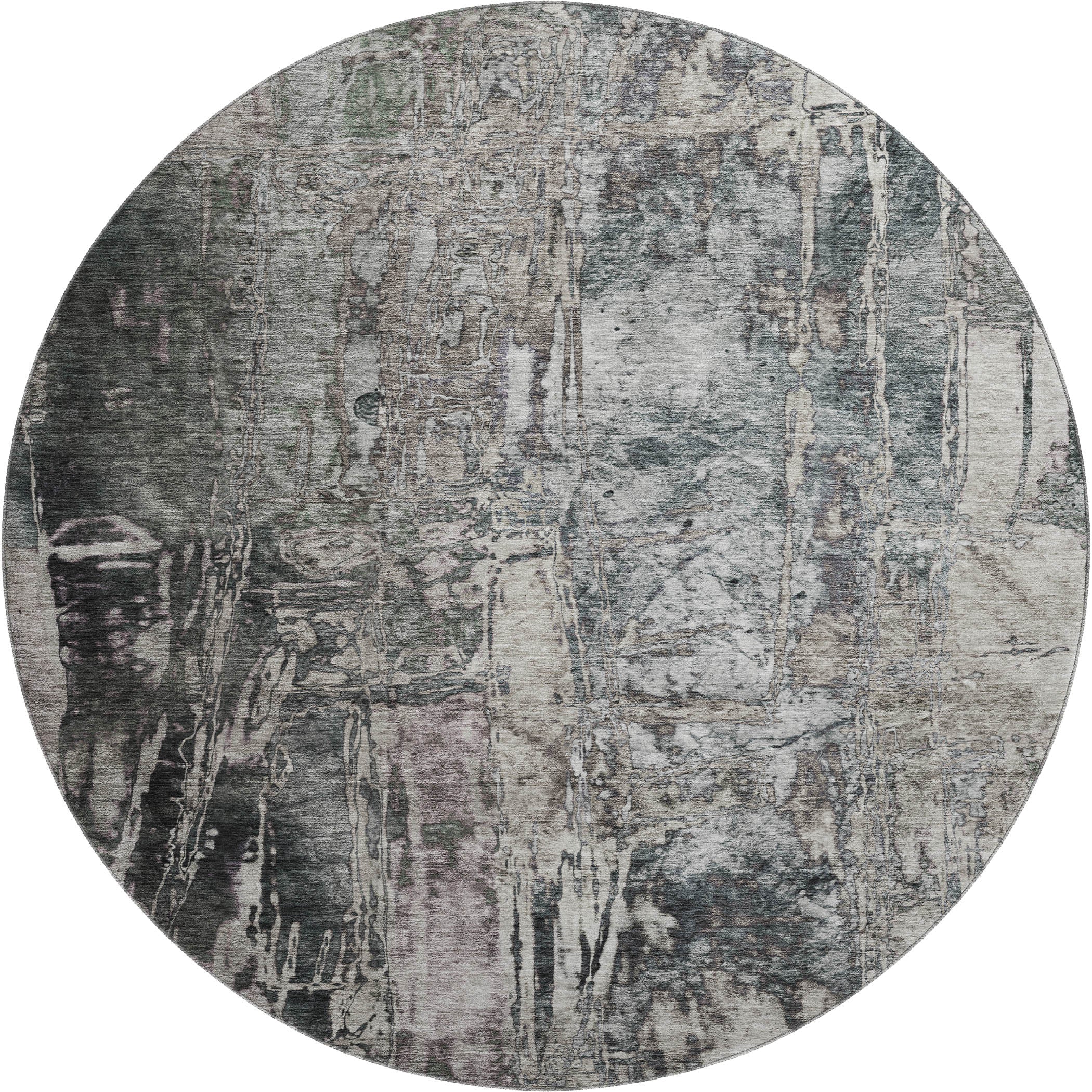 Siena Machine Washable Transitional Gray Rug 8' x 8' #shape_Round