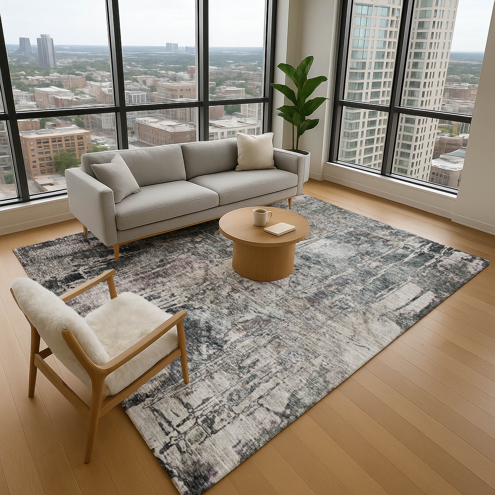 Siena Machine Washable Transitional Gray Rug 2'6" x 3'10" #shape_Rectangle