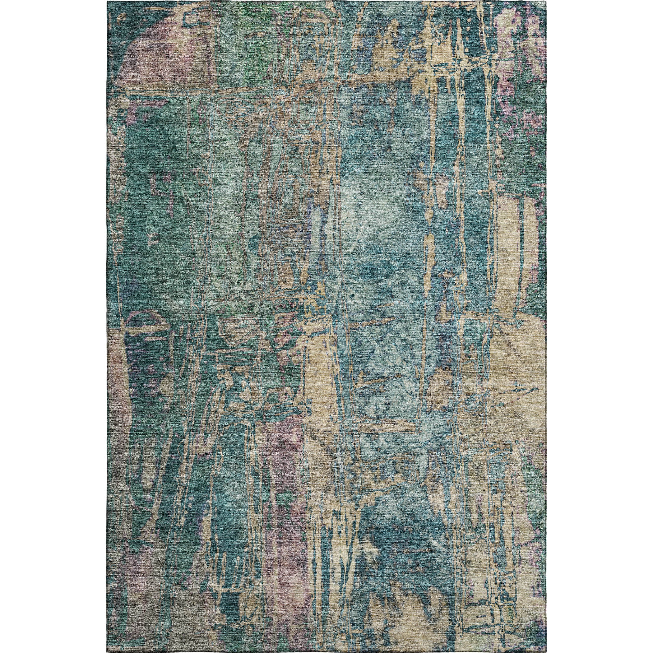 Siena Machine Washable Transitional Teal Rug 2'6" x 3'10" #shape_Rectangle
