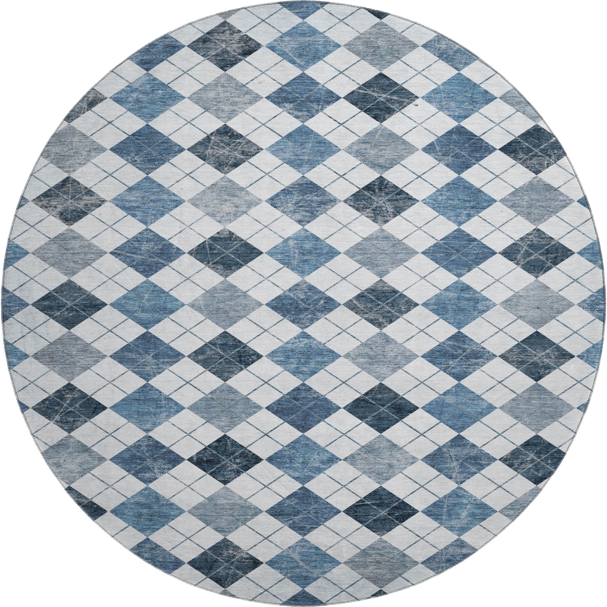 Marrakech Machine Washable Transitional Blue Rug 8' x 8' #shape_Round